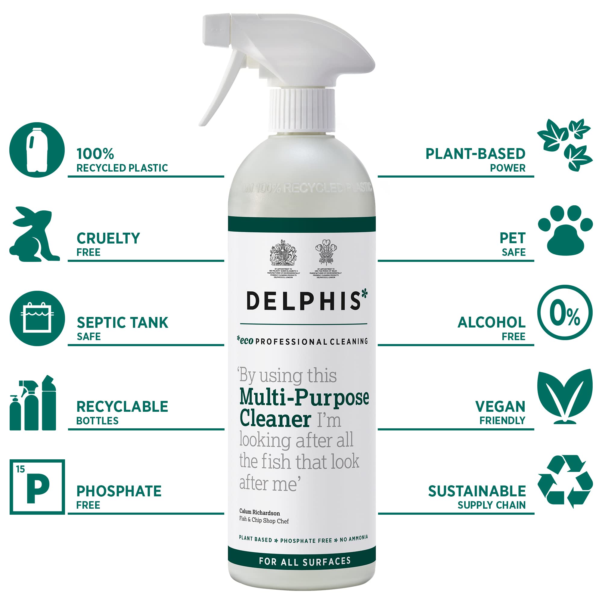 DELPHISECO Multi-Purpose Cleaner - Plant-Based & Vegan | Unscented | 700 ml Spray Bottle 2