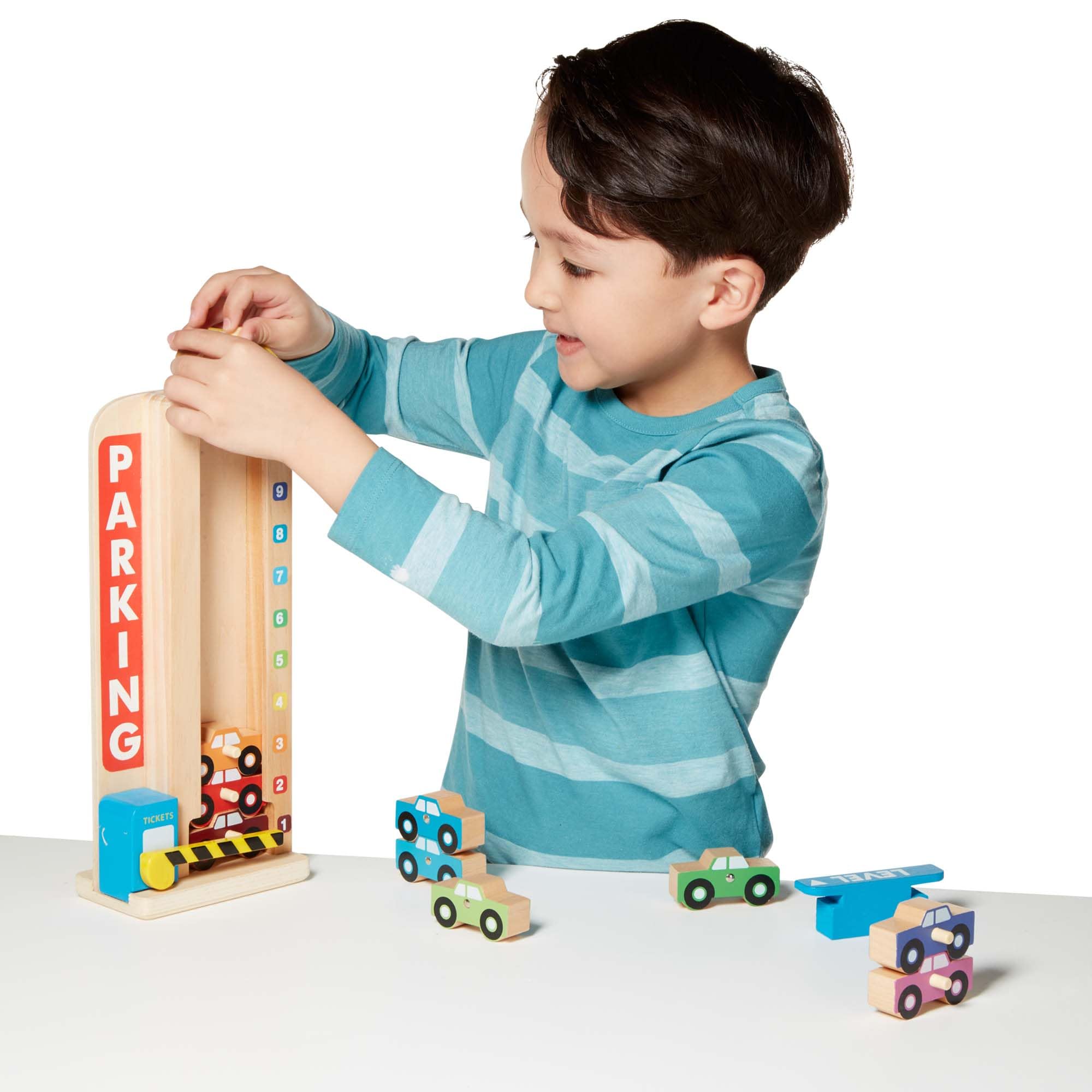 Melissa & Doug Stack & Count Parking Garage - Wooden Vehicle Stacker Toy for Ages 3+ 8
