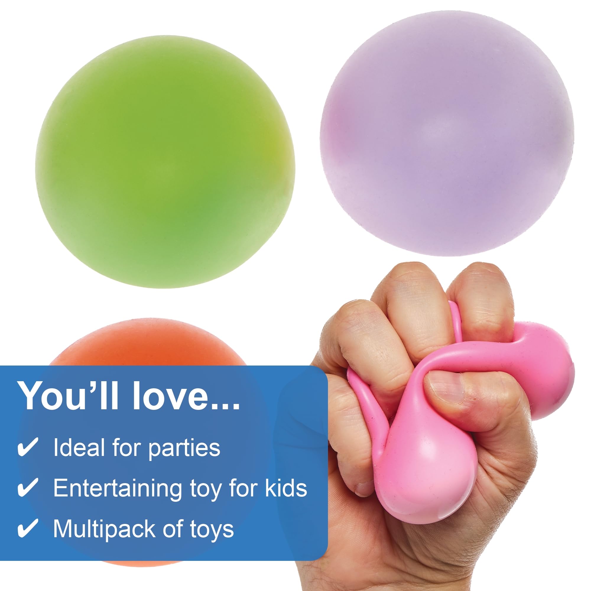 Baker Ross Squishy Sensory Balls FN483 - Pack of 4 Fidget Toys for Kids, 6cm Diameter 3