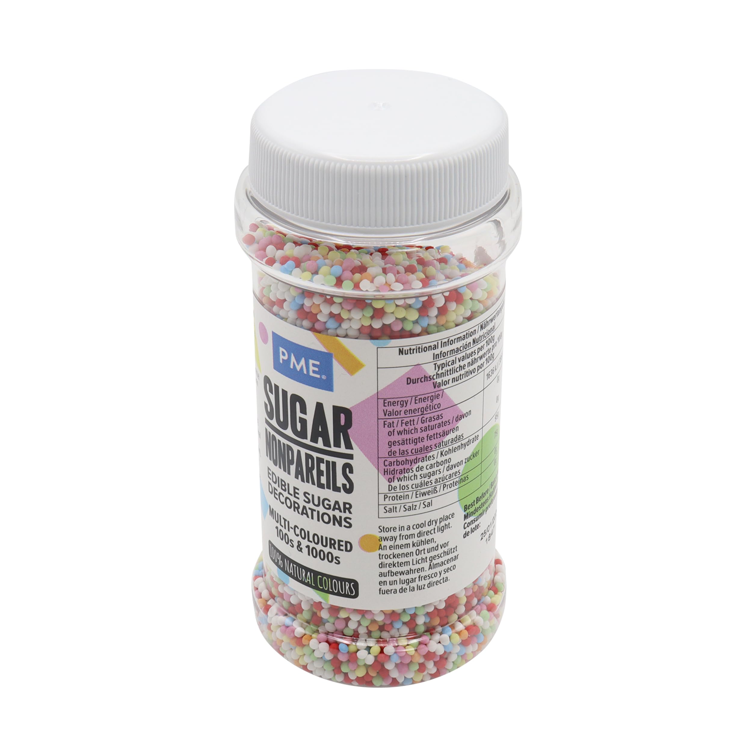 PME Multi Coloured Nonpareils Sprinkles - Free from Artificial Additives | 80 g 2