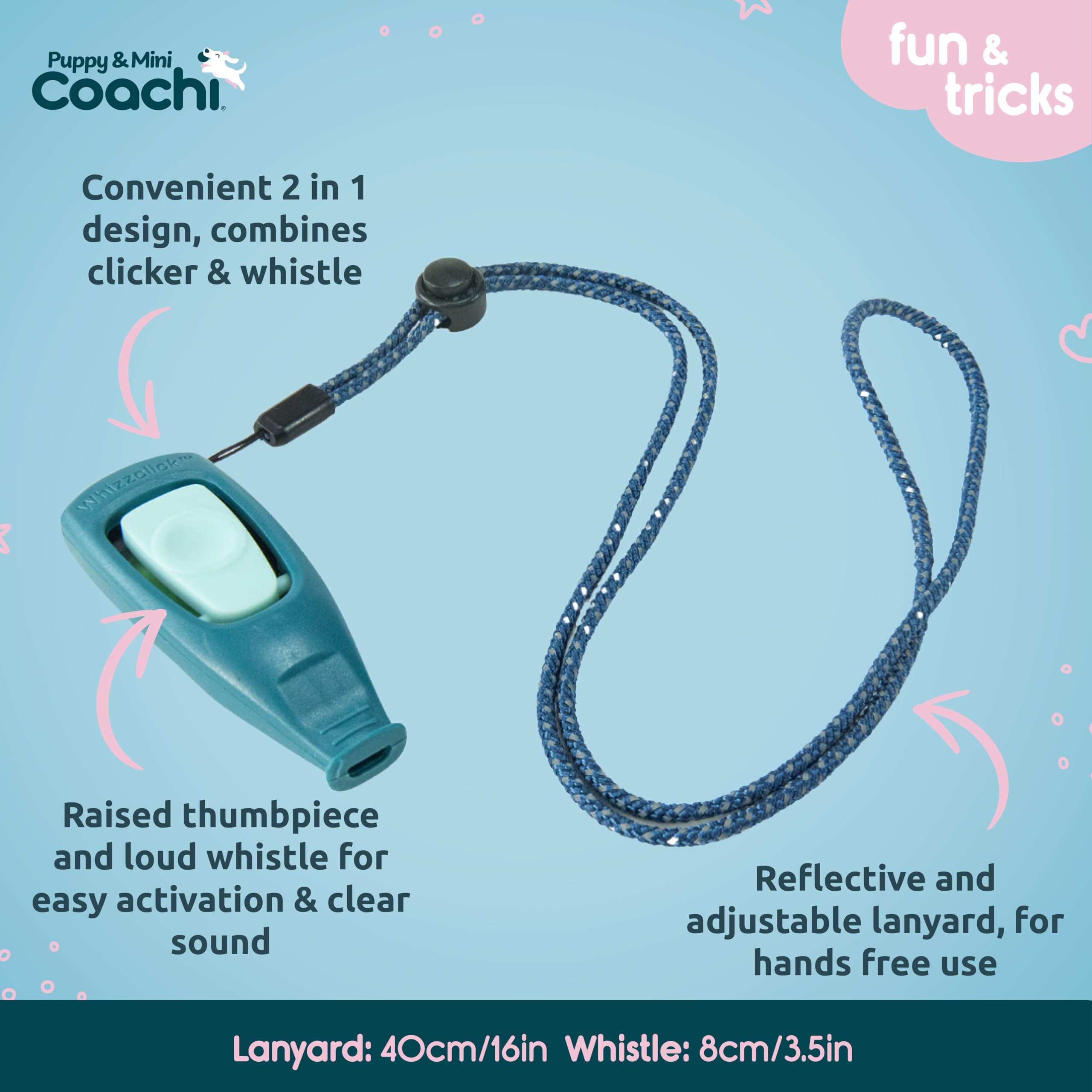 Coachi Puppy & Mini Whizzclick - 2-in-1 Combined Clicker and Whistle for Dog Training | Teal/Mint 4