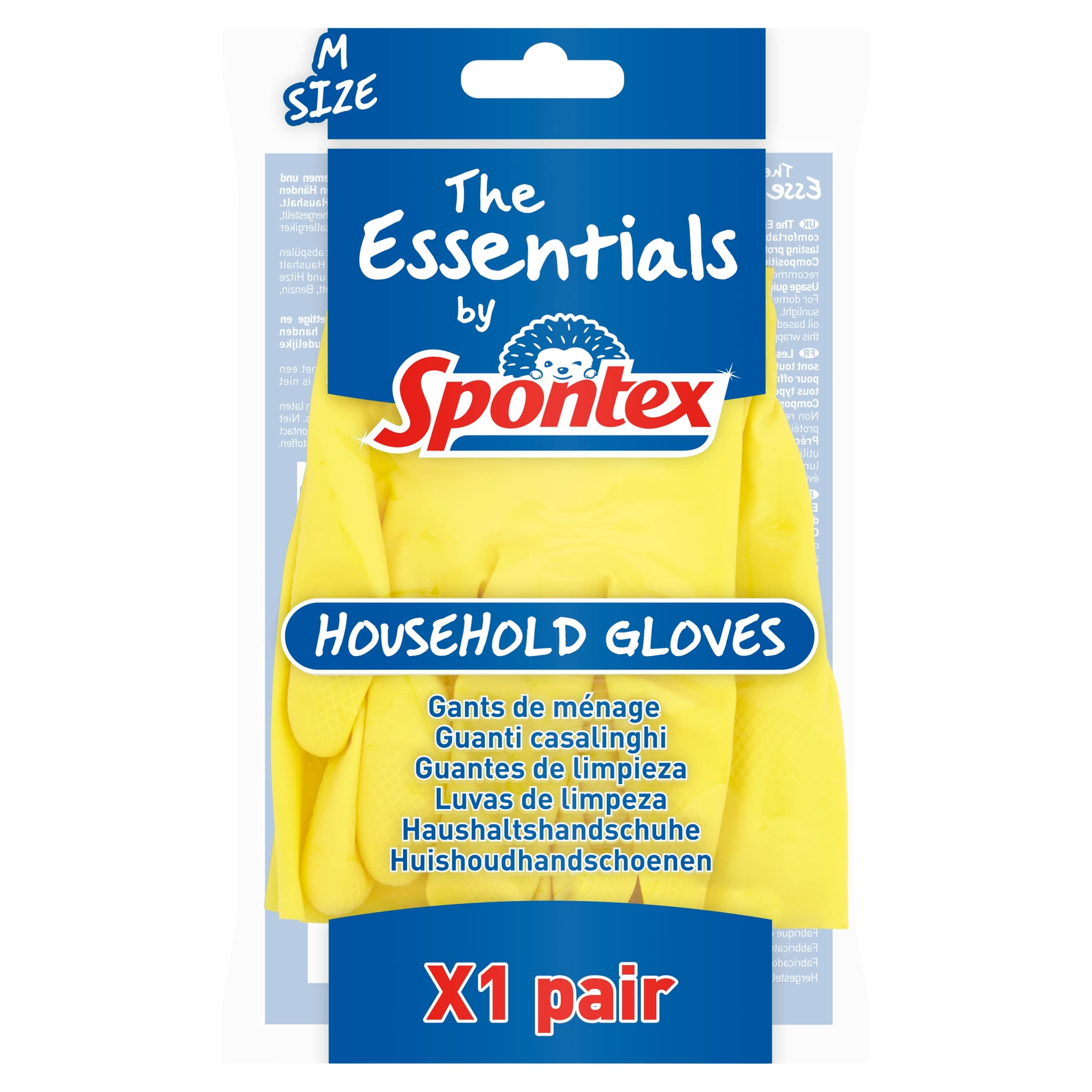 Spontex Essentials Household Gloves - Comfortable Protection | Medium Size | Pink or Yellow 1