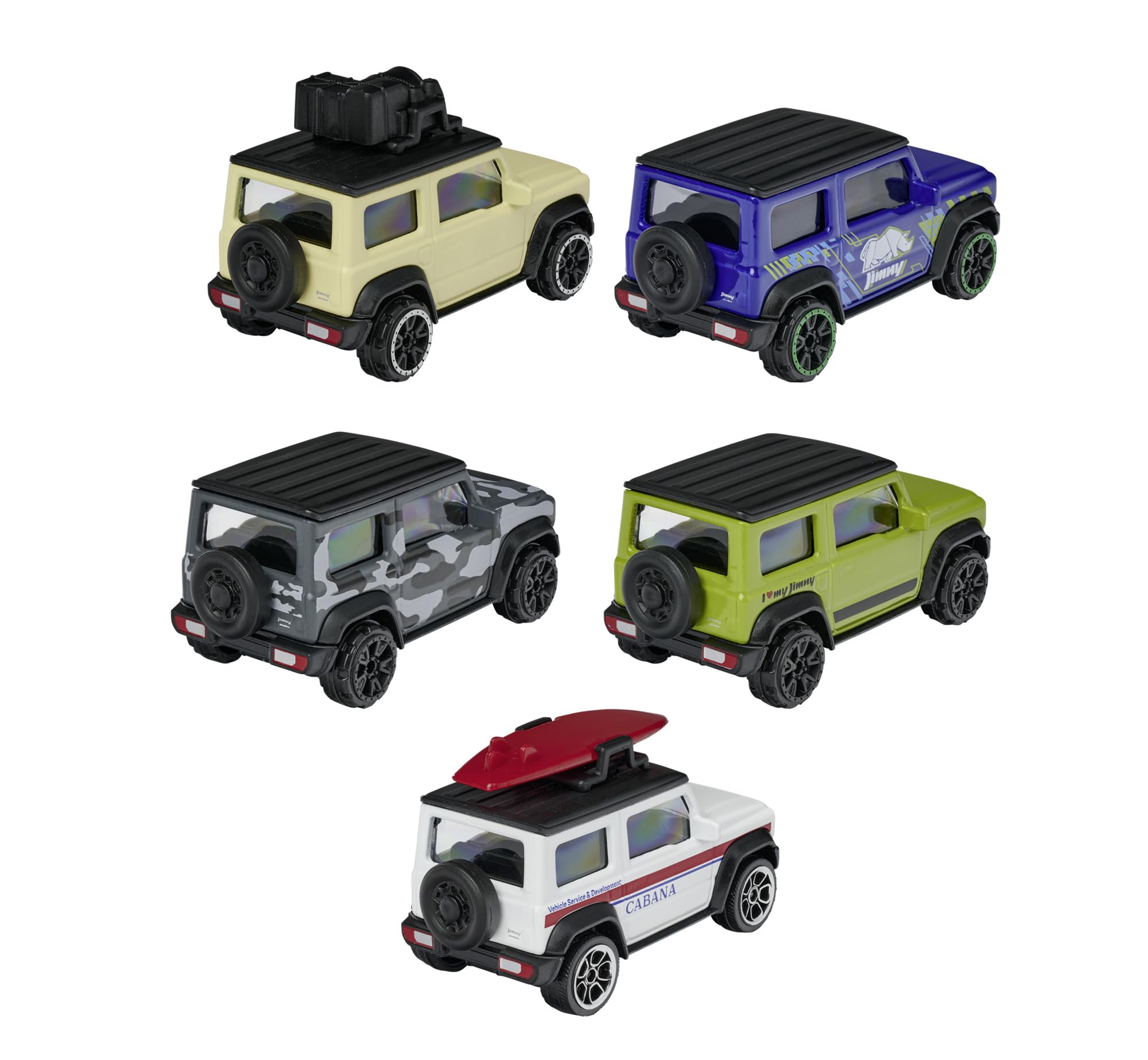 Majorette Suzuki Jimny 5er-Pack SUV-Spielzeugautos aus Metall – Geschenkset zum Sammeln für Kinder ab 3 Jahren