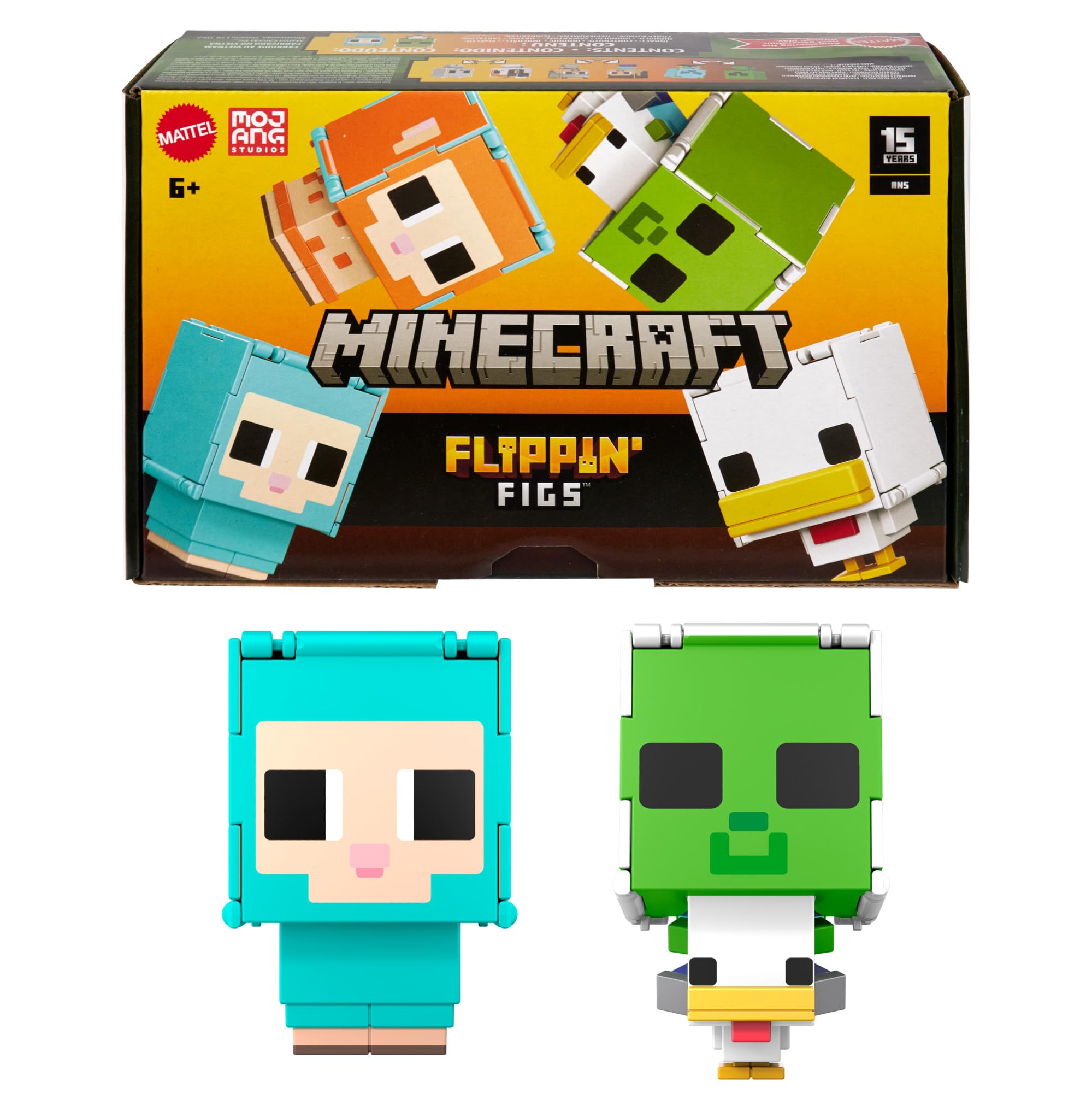 Minecraft Flippin’ Figs Sheep & Chicken 2-Pack - 2-in-1 Transforming Action Figures for Ages 6+ 1