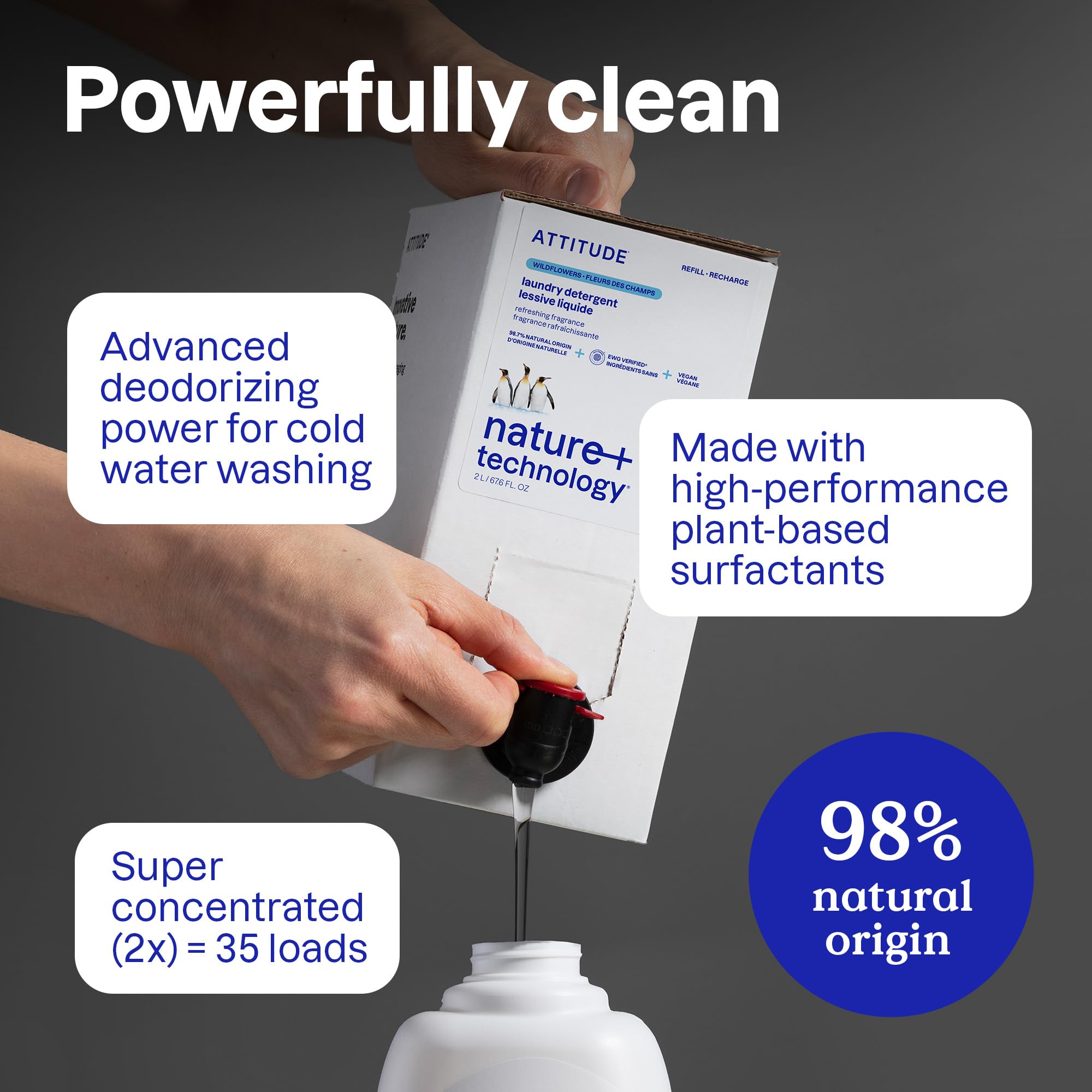 ATTITUDE Liquid Laundry Detergent - EWG Verified, Plant-Based, Wildflower Scent | 35 Loads 5