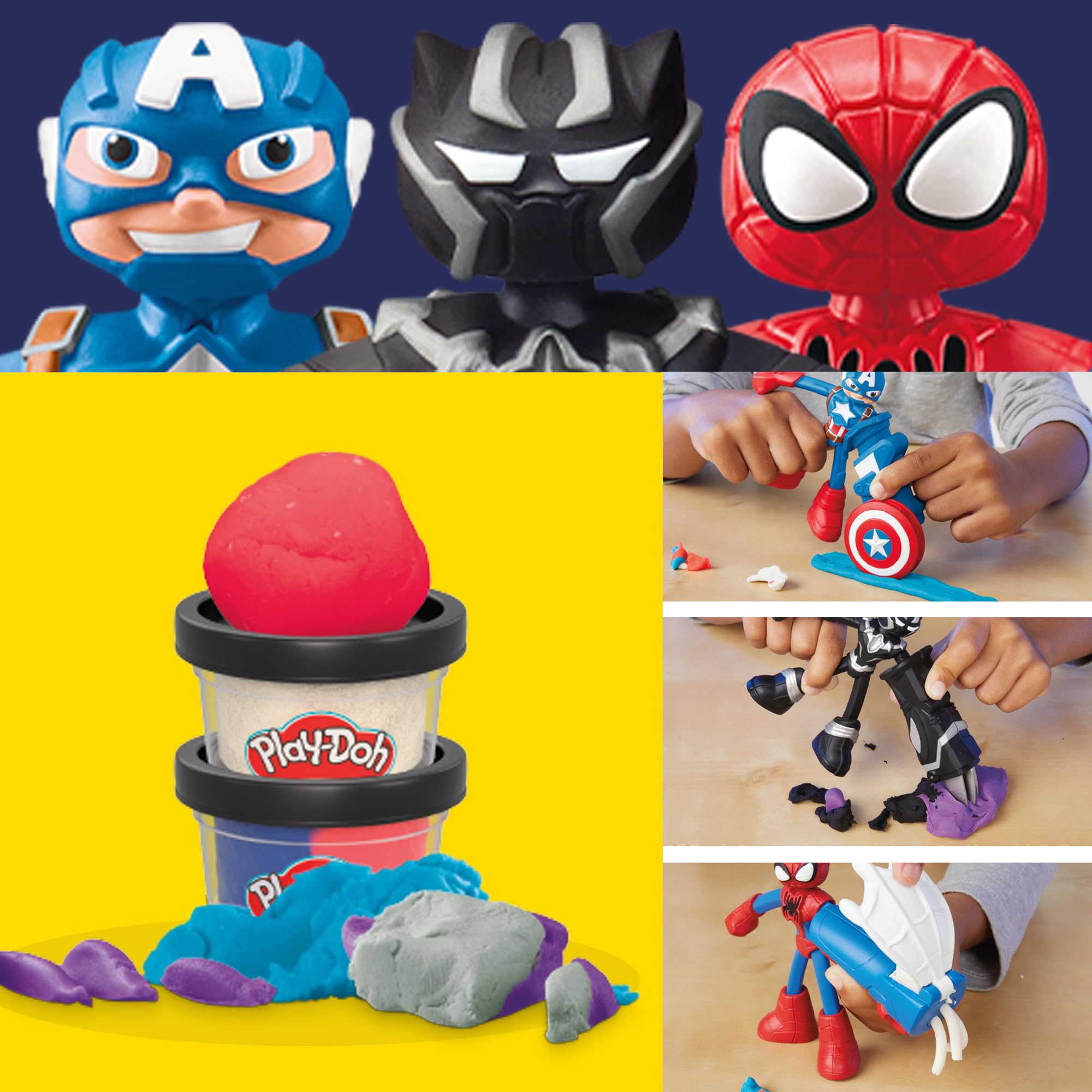 Play-Doh Marvel Hero Adventure Playset with 3 Figures & 6 Compound Cans | Ages 4+ 4