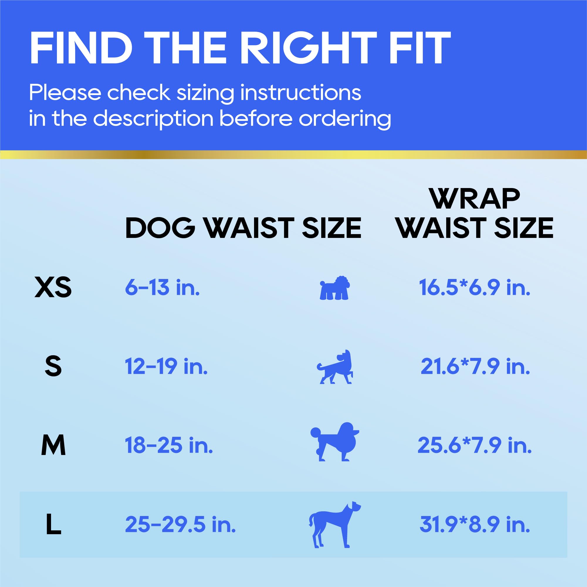 HONEY CARE All-Absorb A24 Male Dog Wraps - Large Size, 50 Count, Blue and White 3