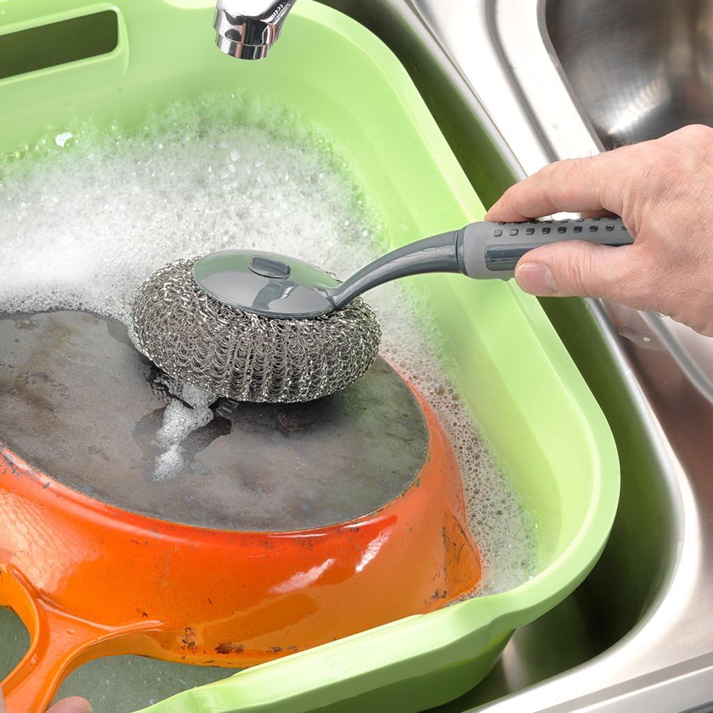 Addis ComfiGrip Long Handled Washing Up Scourer Scrub Brush - Metallic Graphite 4