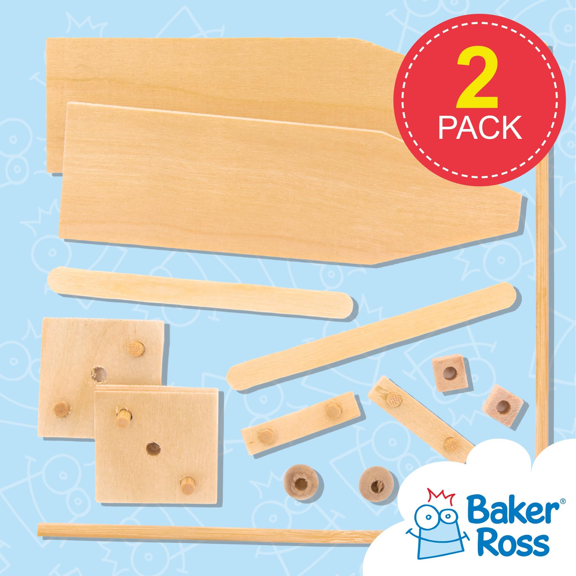 Baker Ross Wooden Sailboat Kits - Pack of 2 | Craft Kit | Plywood