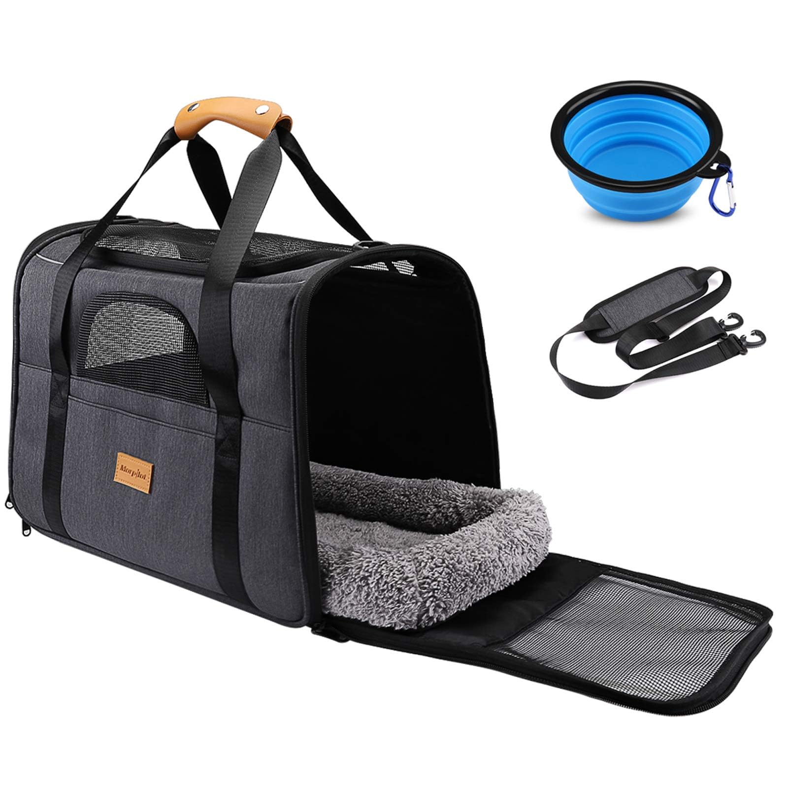 morpilot Airline Approved Soft-Sided Pet Carrier - Grey | 47x32x36 cm | Up to 9kg 1