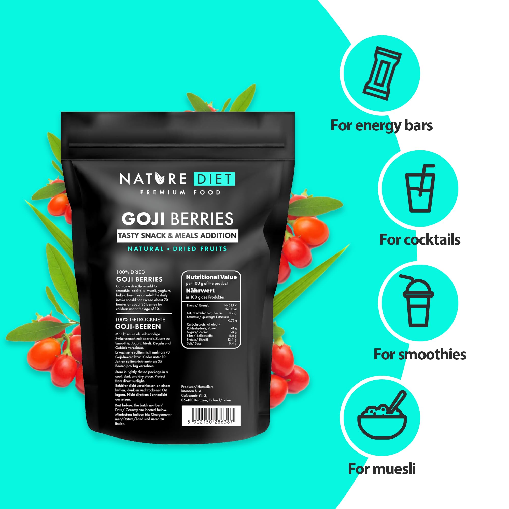 Nature Diet Goji Berries - Healthy Snack Rich in Protein & Vitamin C | 1000g Dried Fruit 5
