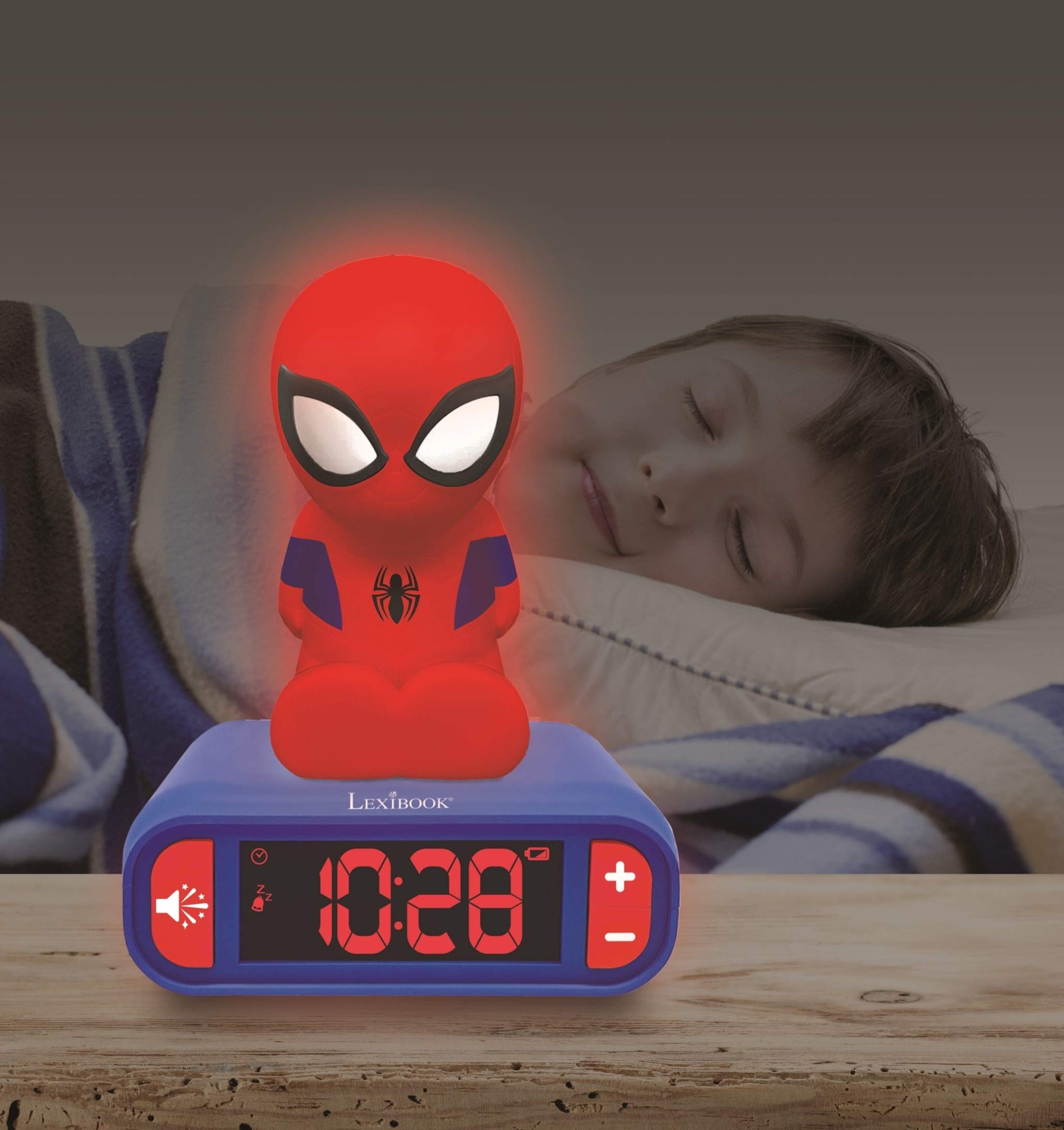 LEXIBOOK Spider-Man Digital Alarm Clock with Light-Up Feature and Sound Effects - Blue 3