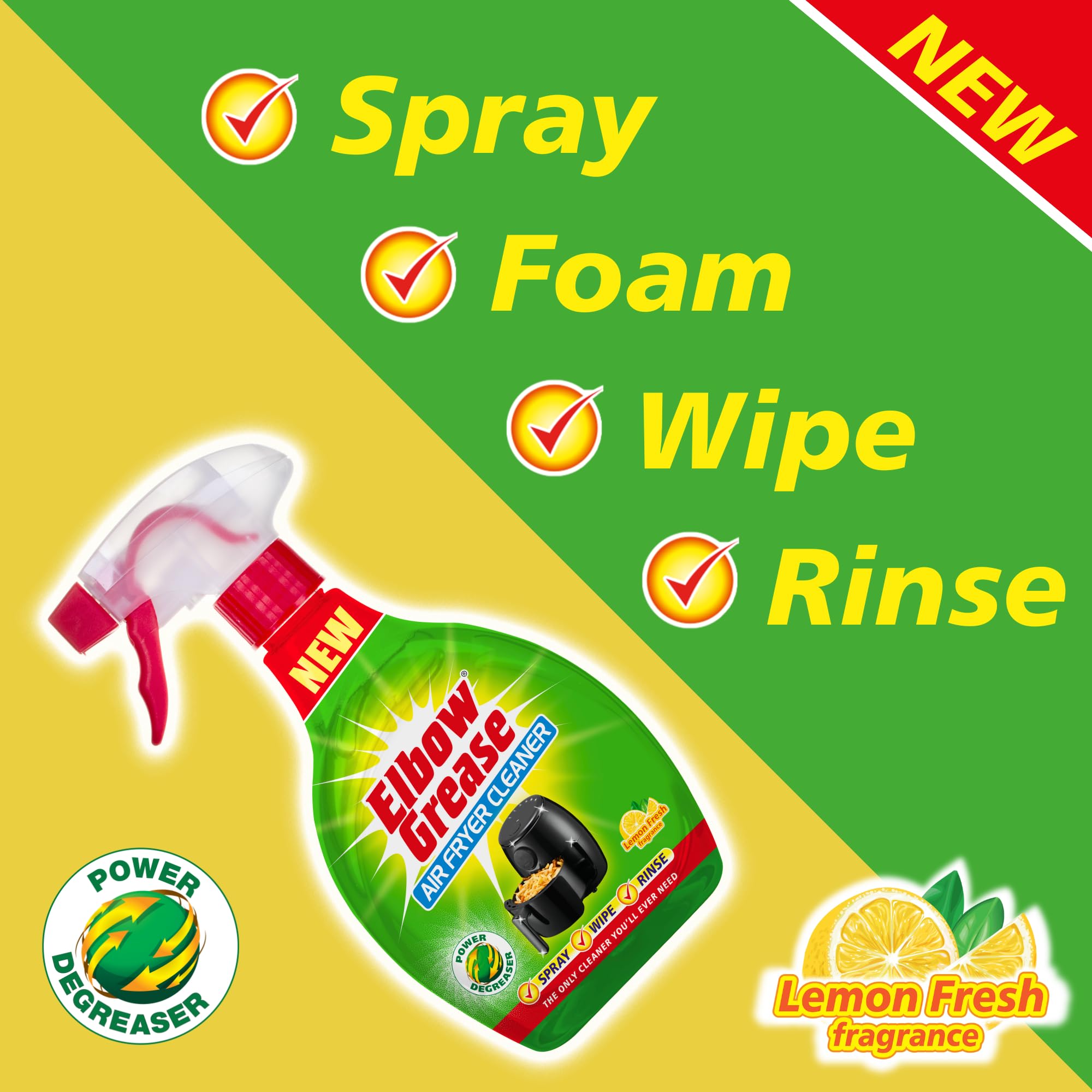 Elbow Grease Air Fryer Cleaner Spray - Powerful Degreaser | Lemon Fresh Scent | 500ml 3