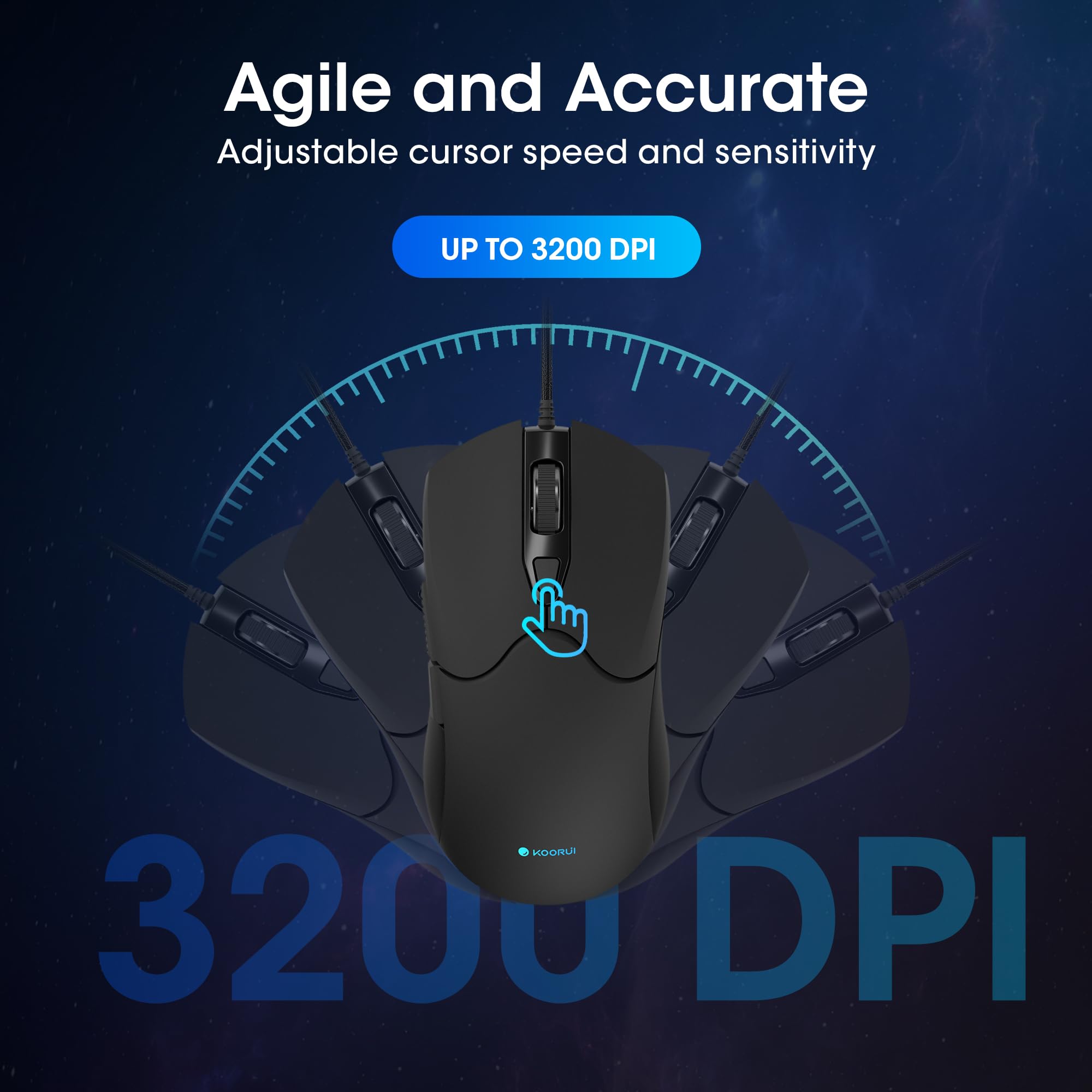 KOORUI Wired Gaming Keyboard and Mouse Combo - Blue Switch Mechanical Keyboard with 19 Lighting Effects 3