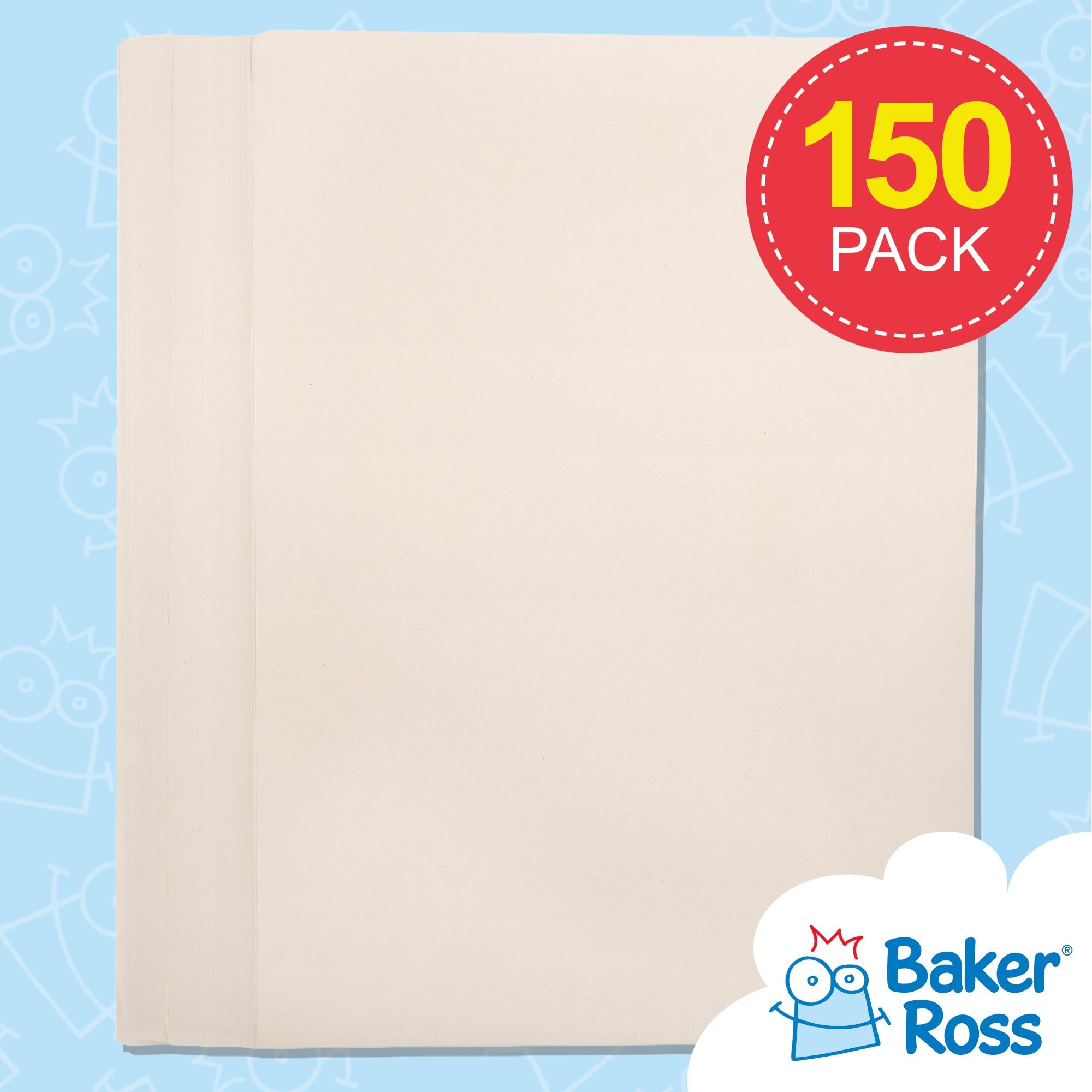Baker Ross FX843 A3 Newsprint Paper Pack - 150 Sheets | 55gsm White Paper for Crafts and Wrapping 2