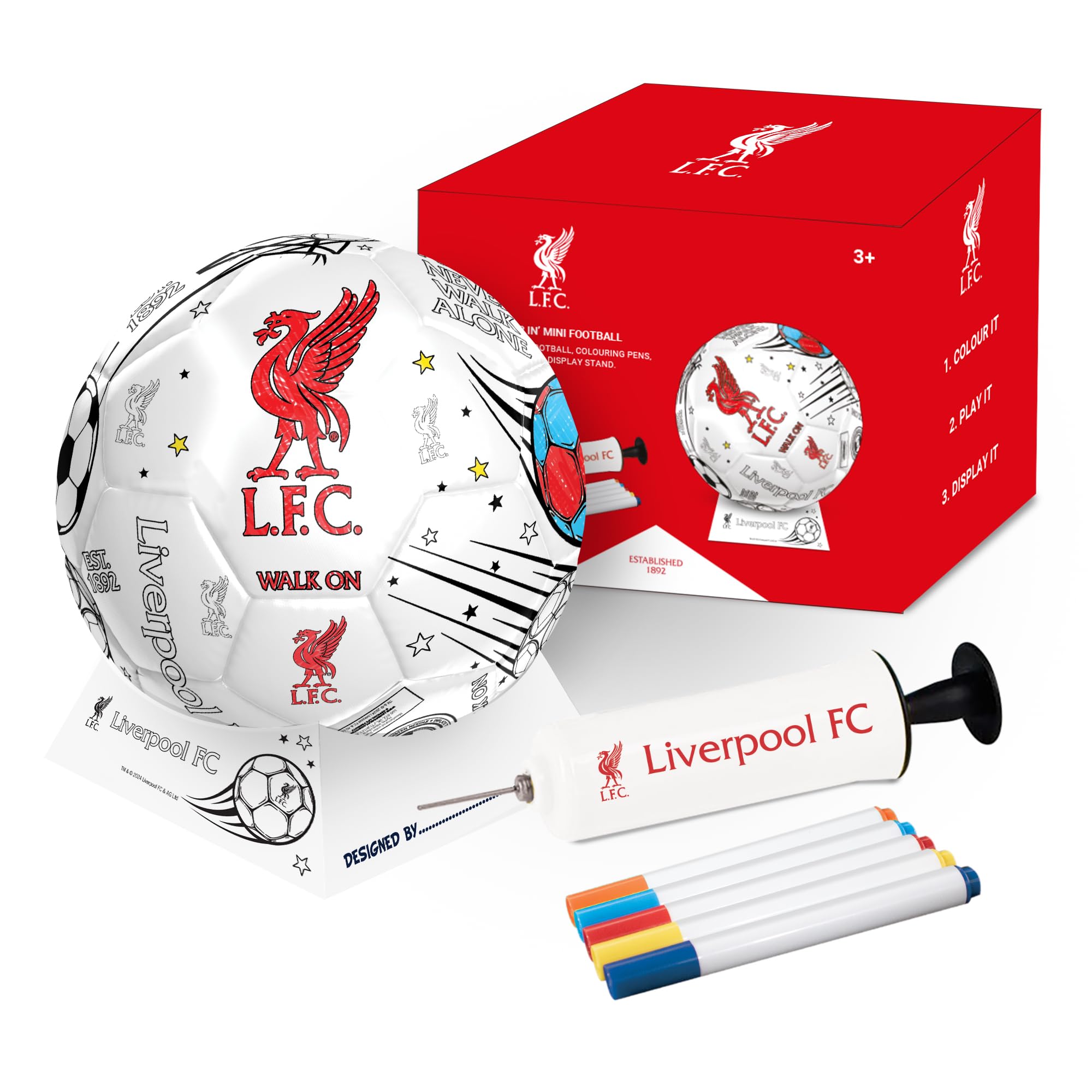 Hy-Pro Liverpool F.C. Scribble Football - Size 2 Colour In Set | Includes 5 Pens & Pump 1