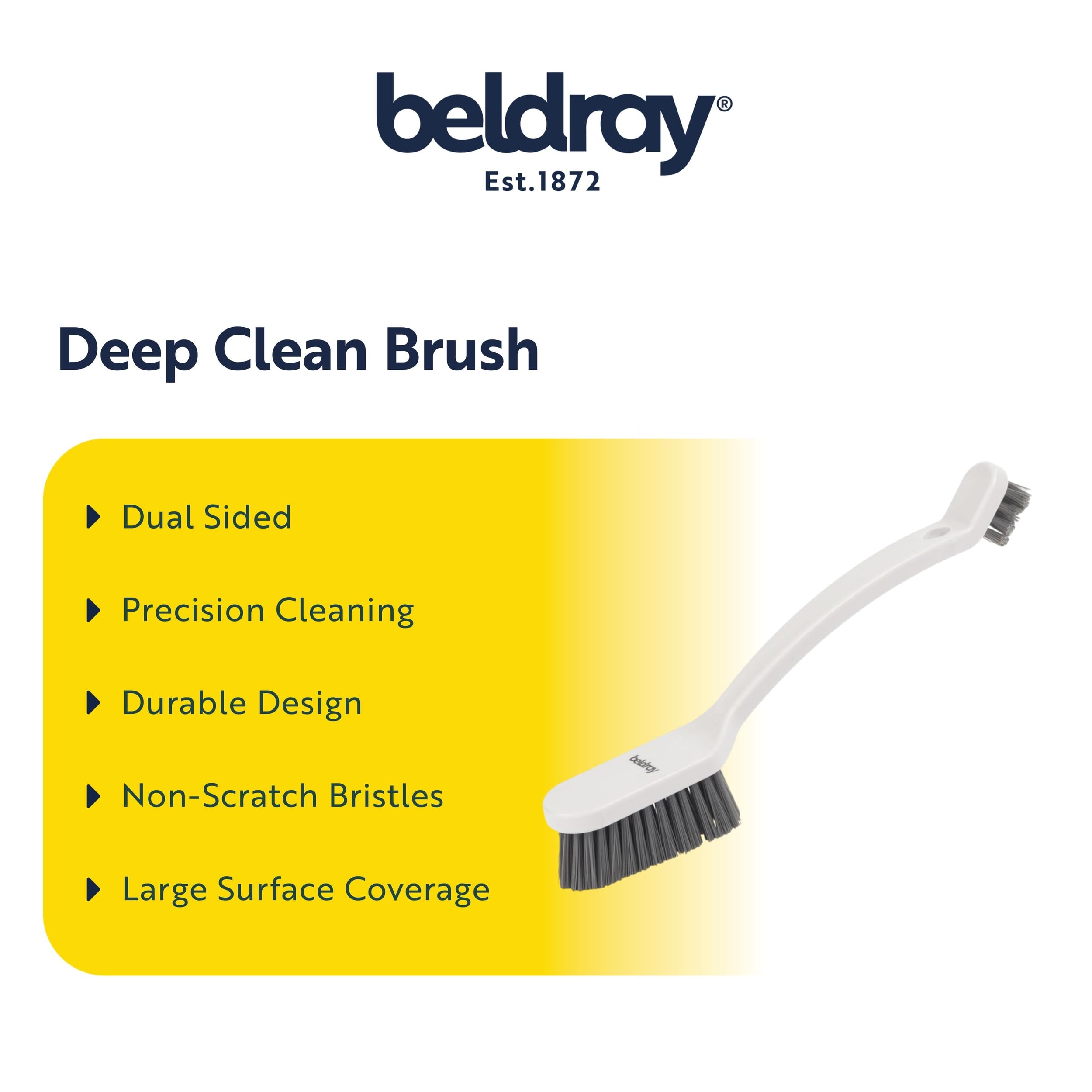 Beldray Deep Clean Scrubbing Brush - Dual Sided Precision Cleaning | Non-Scratch Bristles | White