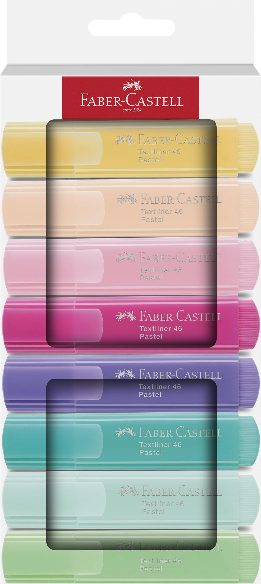 Faber-Castell Textliner 46 Pastel Highlighters - 8 Colours, Chisel Tip