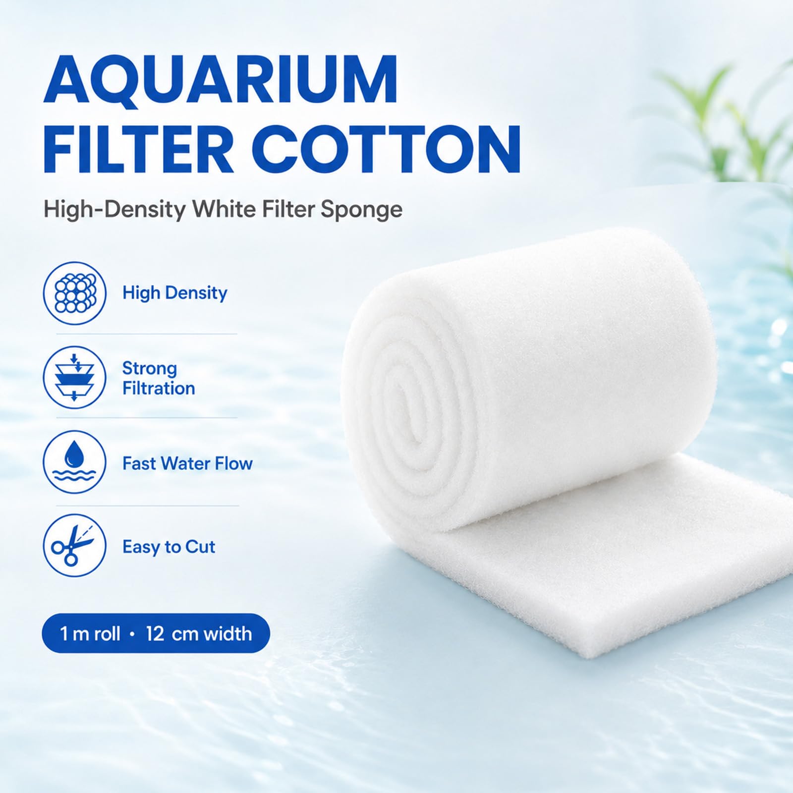 Admygo Aquarium Filter Sponge Roll - 1m x 12cm Mechanical Filtration | Cut-to-Size Foam Media