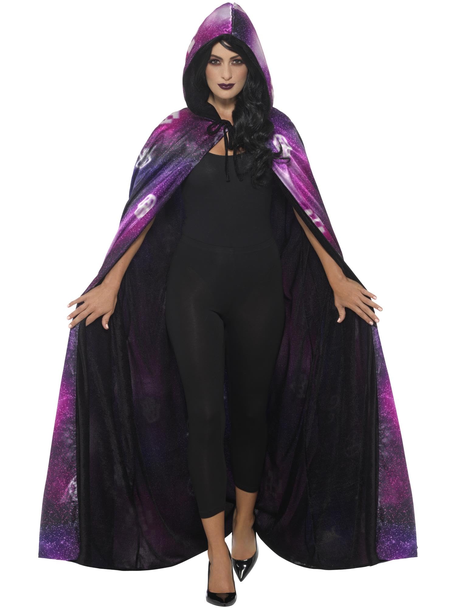 Smiffys Deluxe Reversible Galaxy Ouija Cape, Black & Purple, Unisex Halloween Fancy Dress Accessory 4