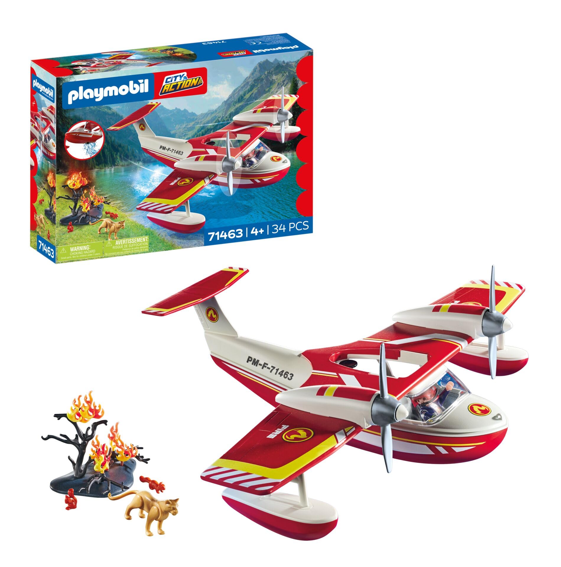 Playmobil Action Heroes 71463 Firefighting Seaplane with Extinguishing Fun | Ages 4+ 1