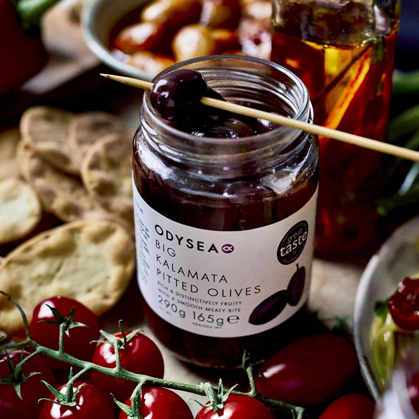 Odysea Pitted Kalamata Olives in Brine with EVOO | 290 g Glass Jar 4