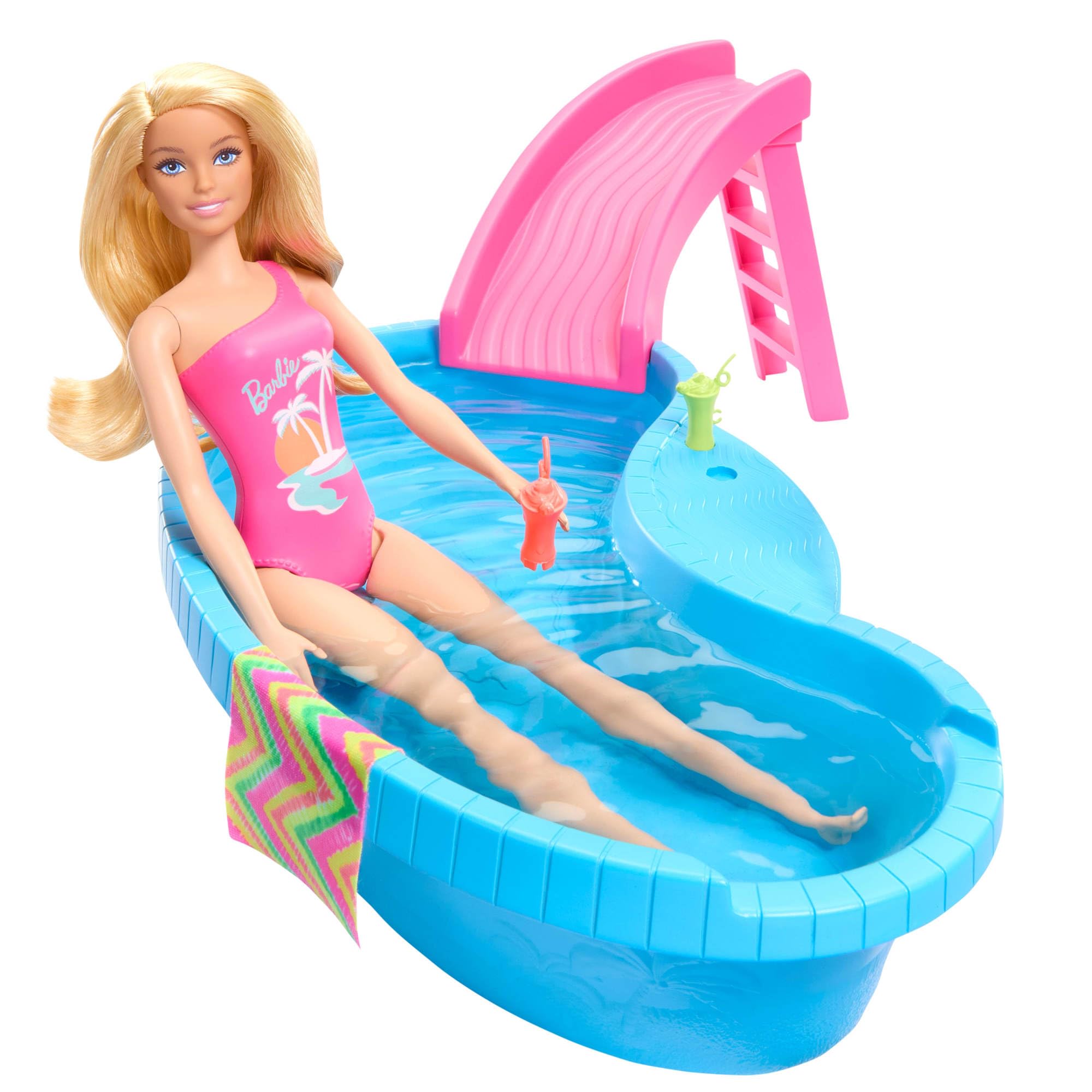 Barbie Pool Playset - Includes Barbie Doll, Pool, Slide & Accessories | Ages 3+