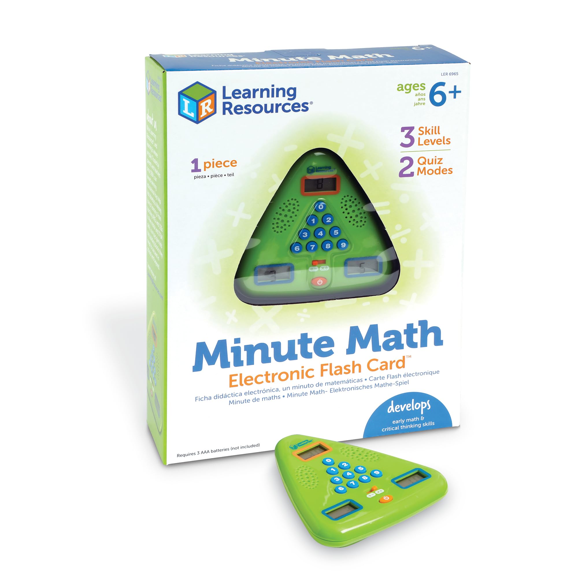 Learning Resources Minute Math Electronic Flash Card for Ages 6-11 | Timed & Untimed Practice