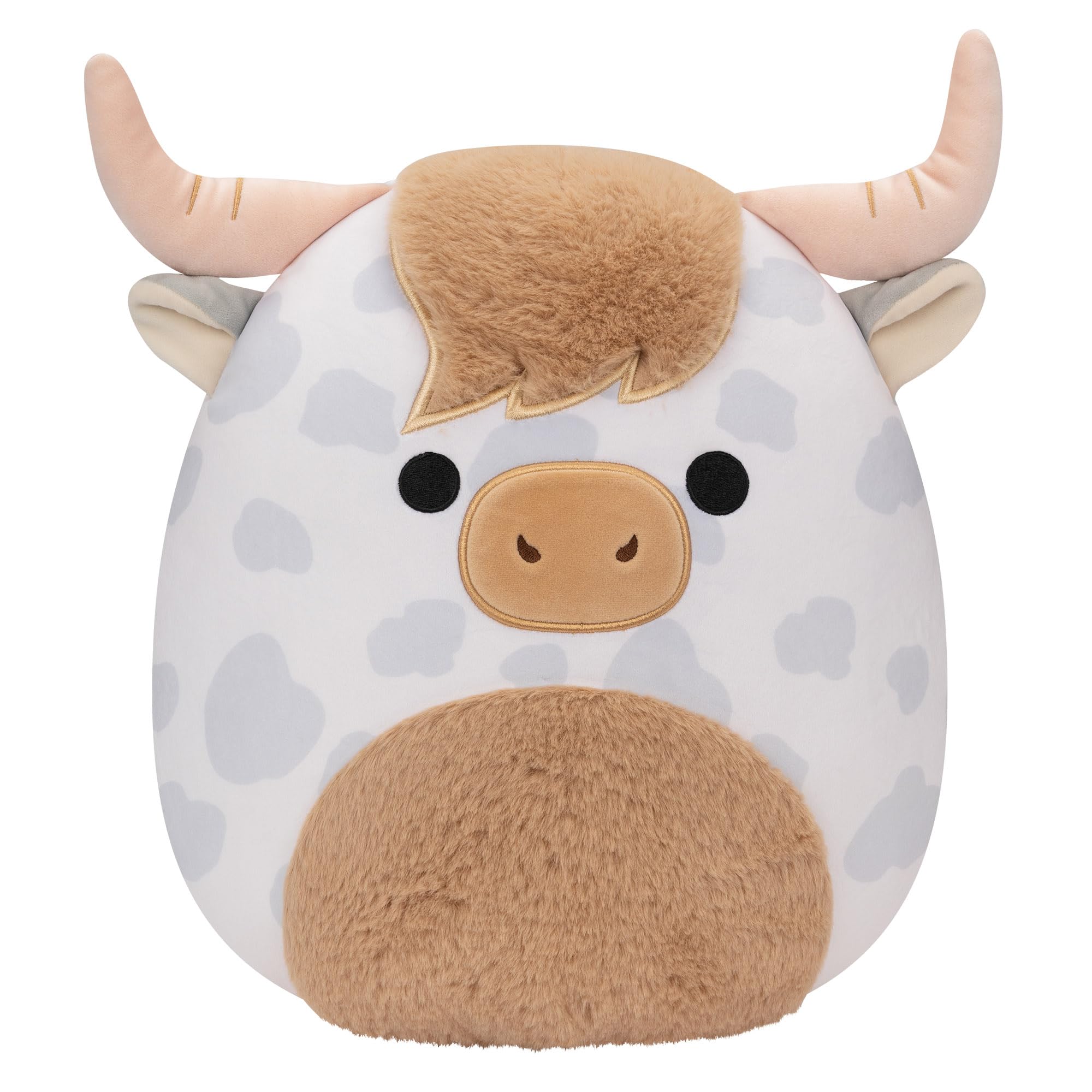 Squishmallows Borsa 12-Inch Spotted Highland Cow Plush - Soft Stuffed Animal for Kids 3+ 6