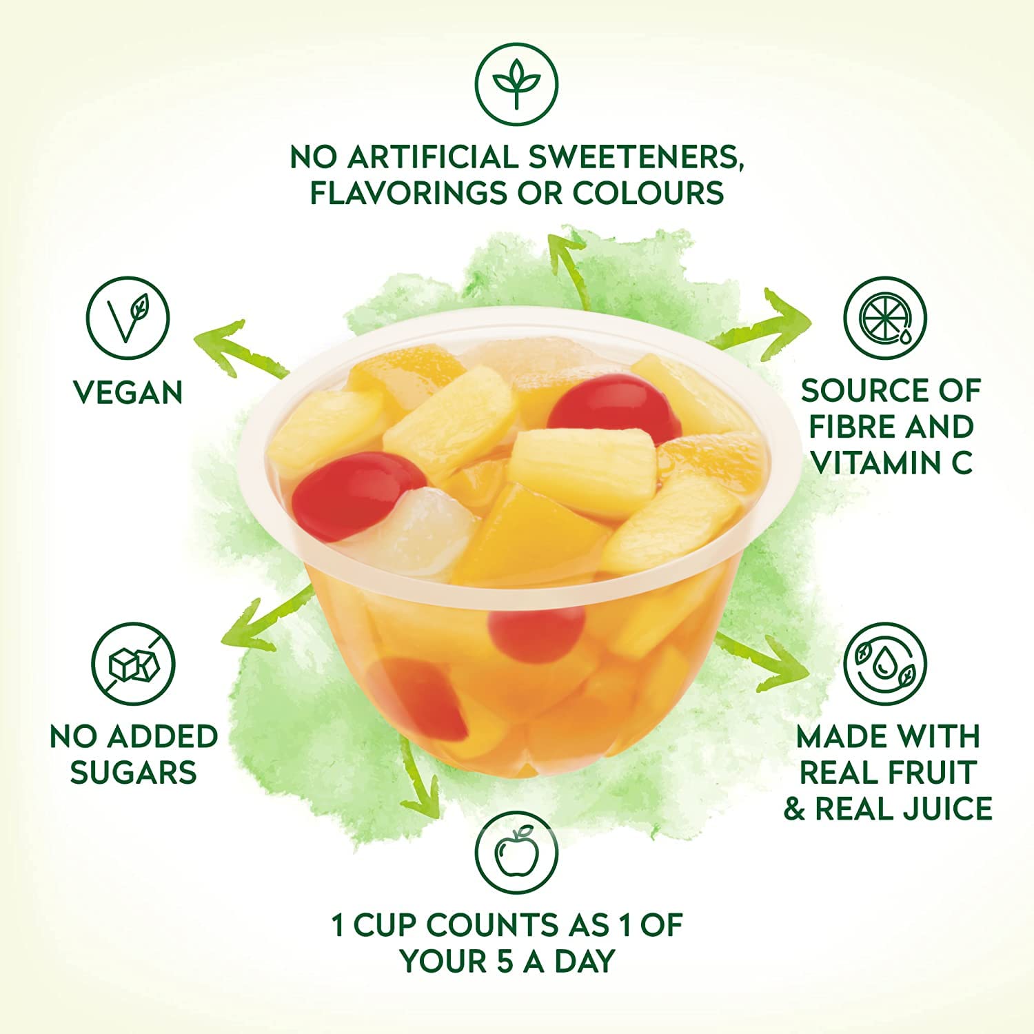 Dole Mixed Fruit In Juice With Cherry - Pack of 12 Pots (3 x 4) | 100% Natural Fruit