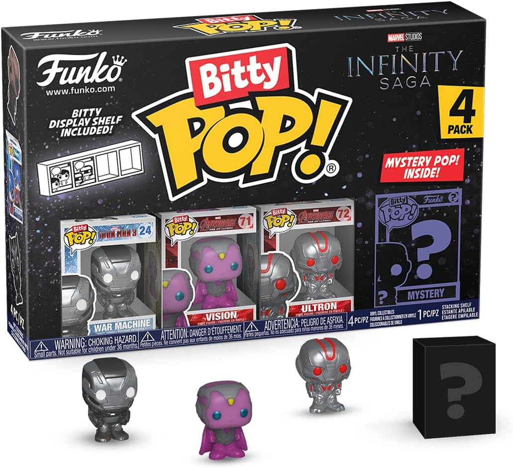 Funko Bitty Pop! Marvel - Iron Man - War Machine, Vision, Ultron and A Surprise (BPP-001)
Funko Bitty Pop! Marvel 4-Pack with Mystery Figure - Collectible Mini Vinyl Figures