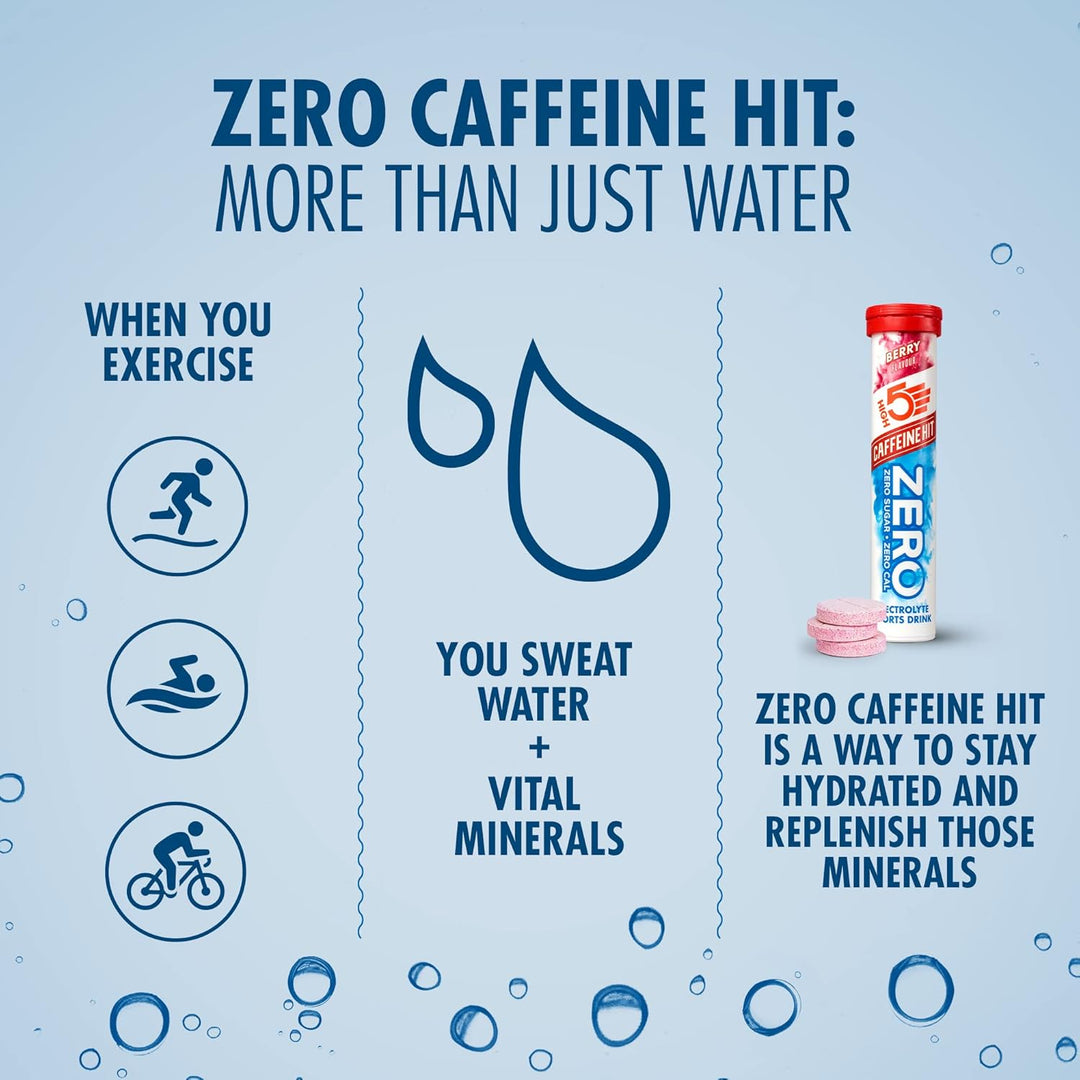 HIGH5 ZERO Caffeine Hit Electrolyte Tablets, Hydration Tablets Enhanced with Vitamins (106995002056GBR)