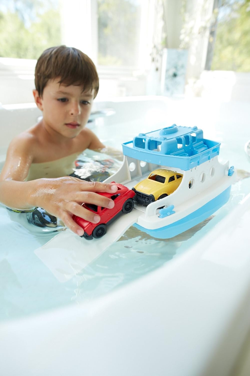 Green Toys Ferry Boat with Mini Cars - Bath Toy for Ages 3+ 4