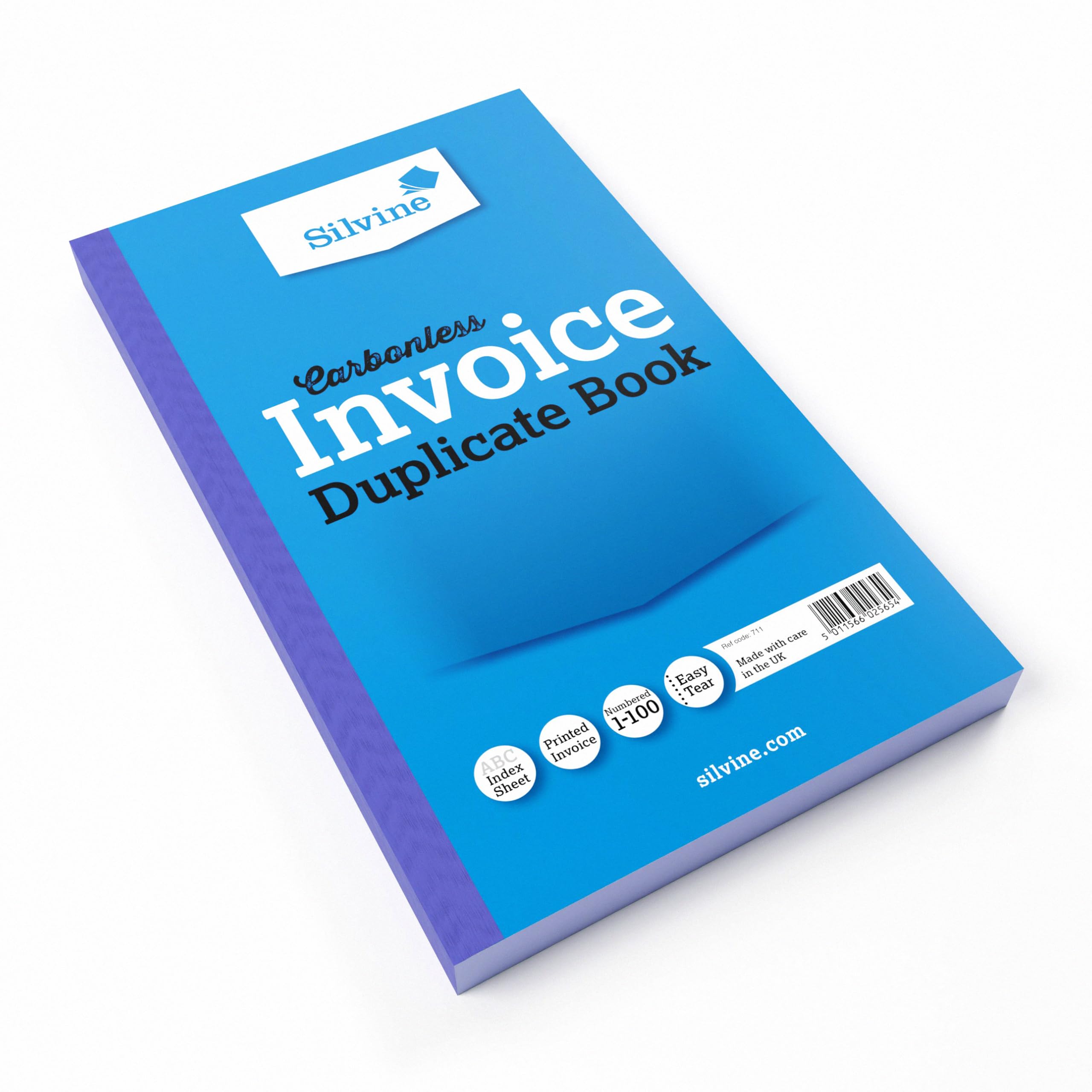 Silvine Carbonless Duplicate Invoice Book - Numbered 1-100 | 8x5 Inches | Model 711 2