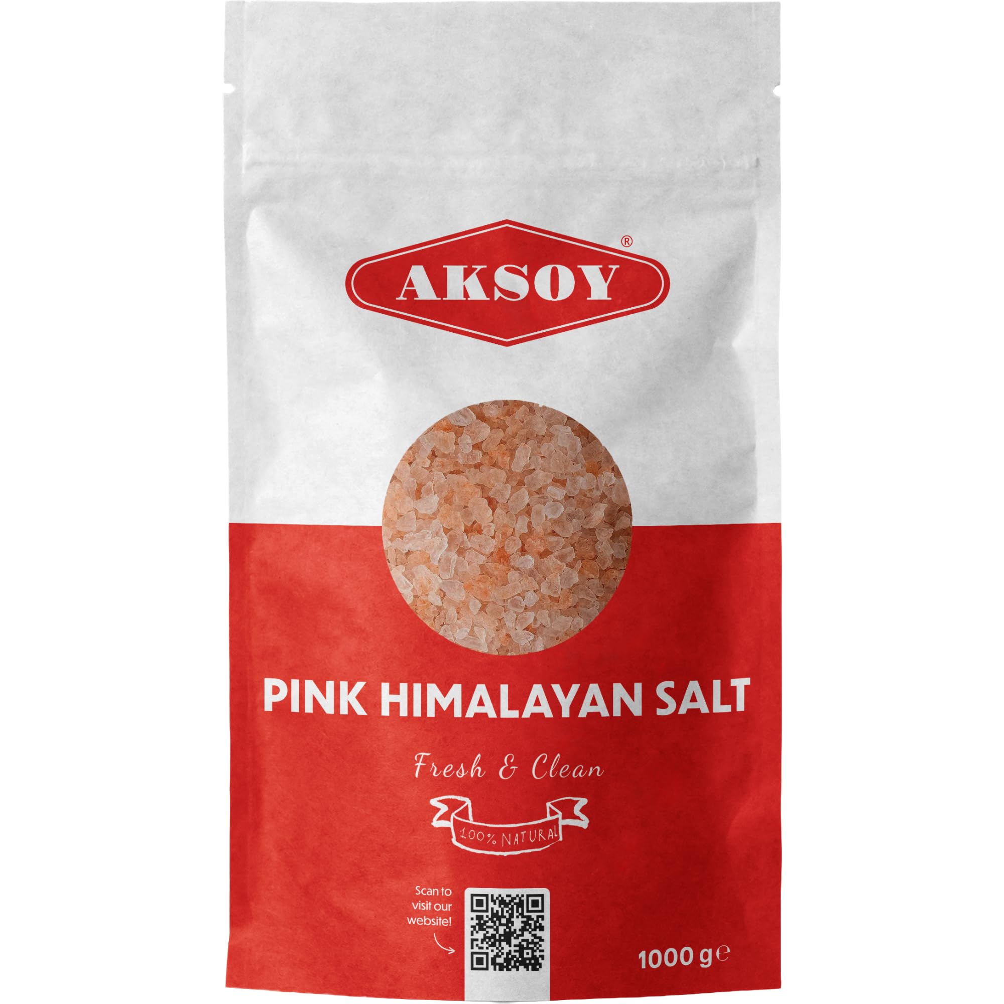 AKSOY Pink Himalayan Salt - Coarse, 1kg | GMO Free, Mineral-Rich