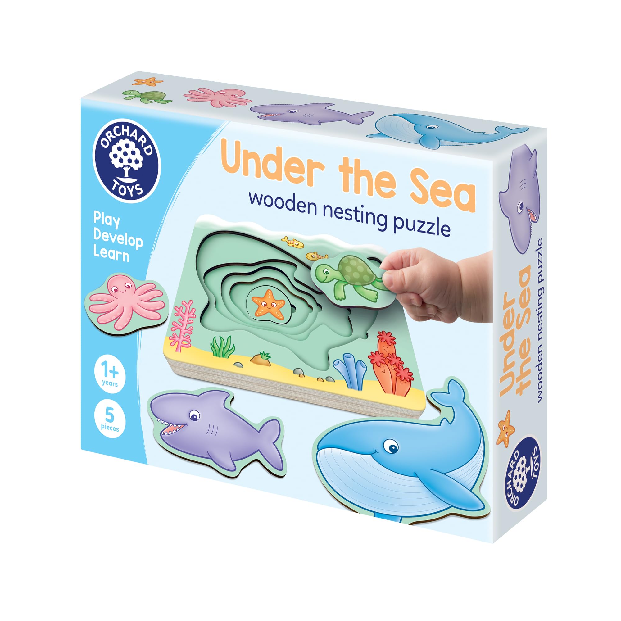 Orchard Toys Under The Sea Wooden Nesting Puzzle - Ages 1+ | 5 Sea Creatures | Educational Toy 1