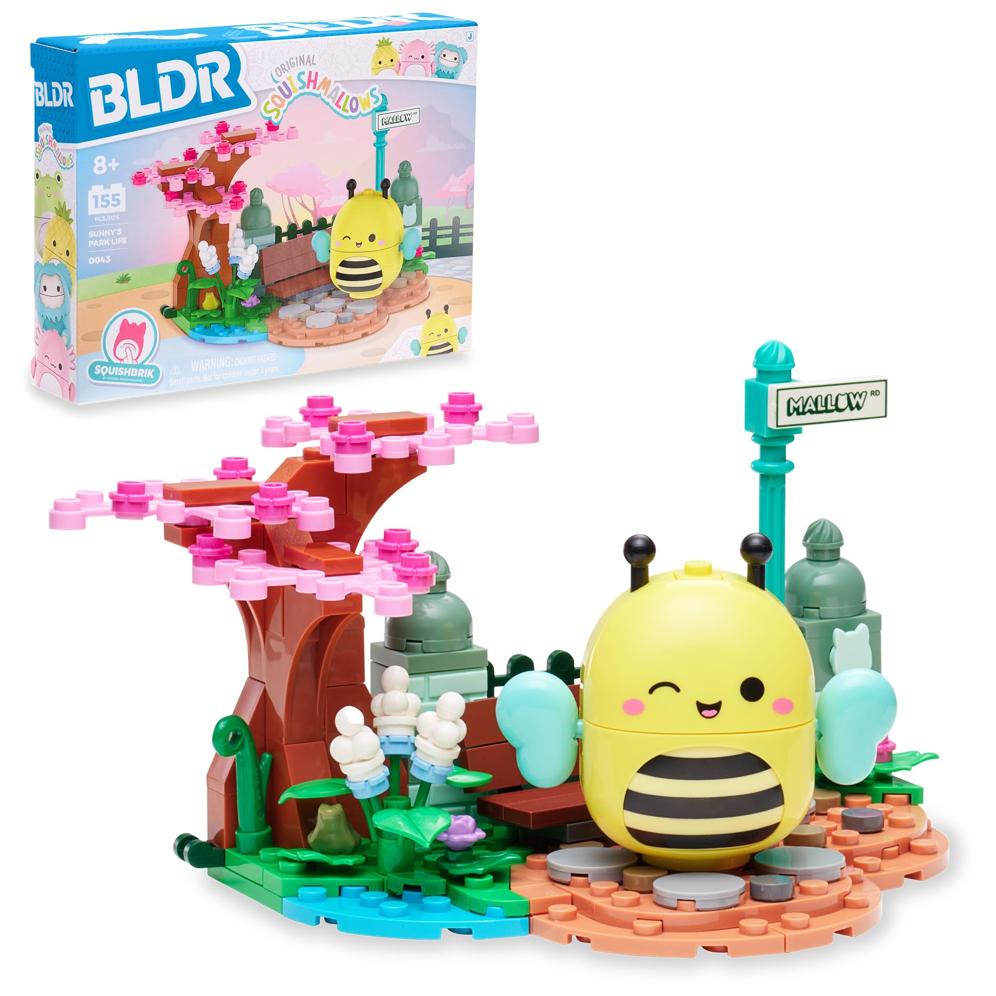 BLDR Squishmallows Sunny’s Park Life Building Set - 155-Piece Floral Playset with Sunny the Bee Figure