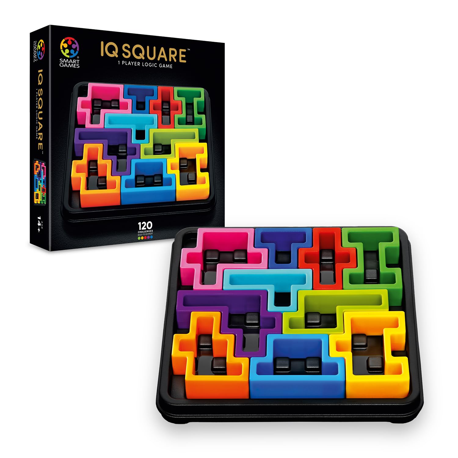 SmartGames IQ Deluxe Square Puzzle Game | 120 Challenges | Ages 14+ | Travel Sized 2