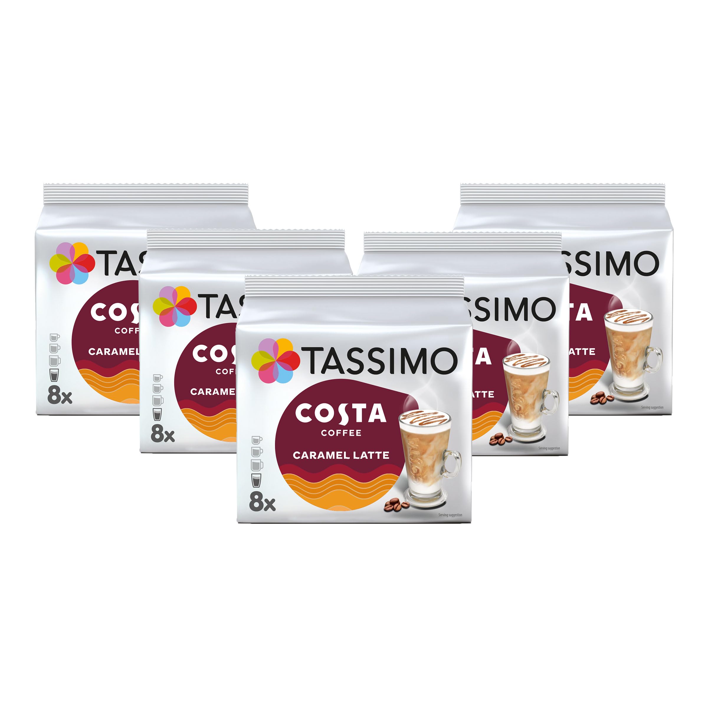 Tassimo Costa Caramel Latte Coffee Pods - 40 Drinks Total (8 Count x Pack of 5) 1
