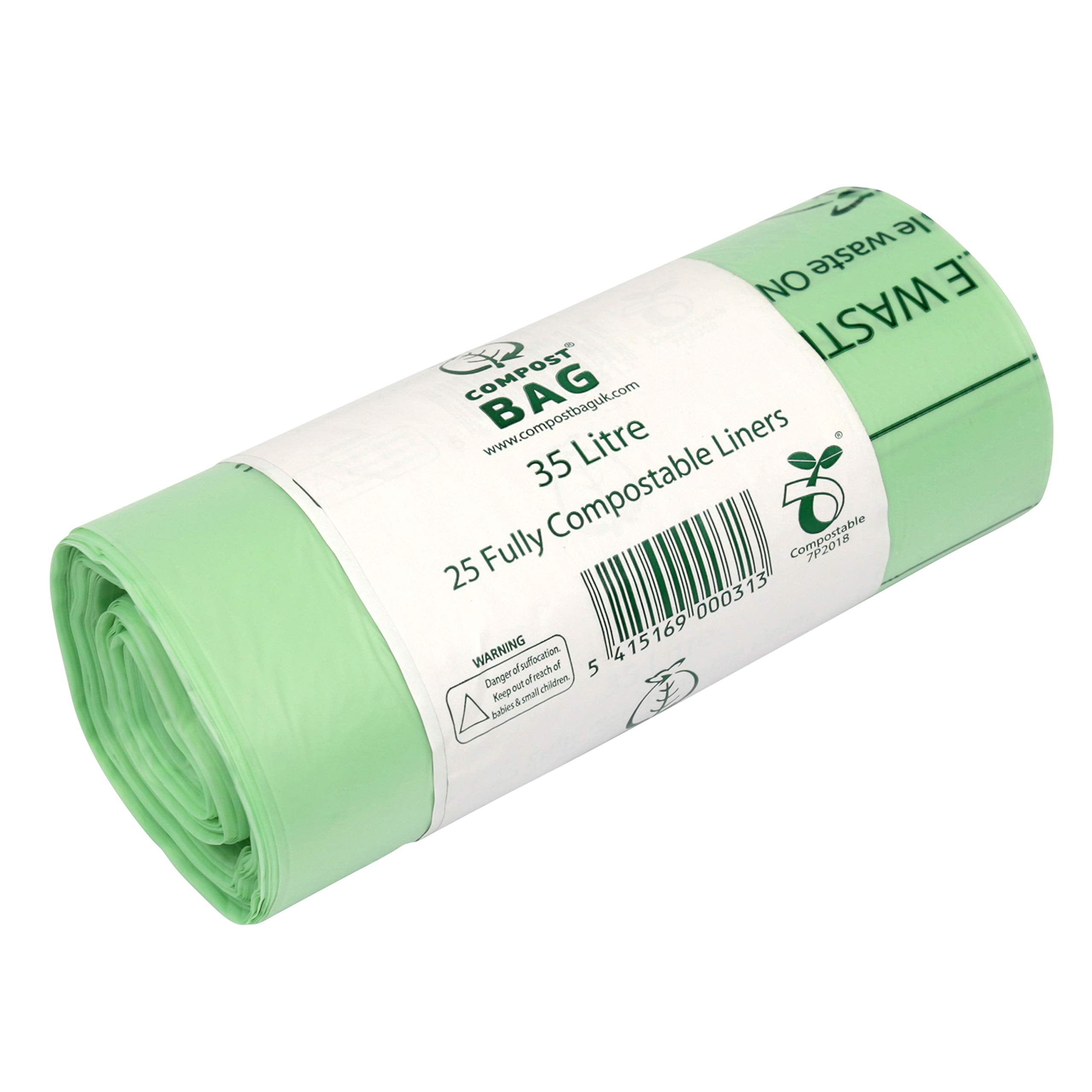 All-Green Food Waste Bin Liners 35/40 Litre Compostable Bags, Pack of 25 | Certified EN 13432 1