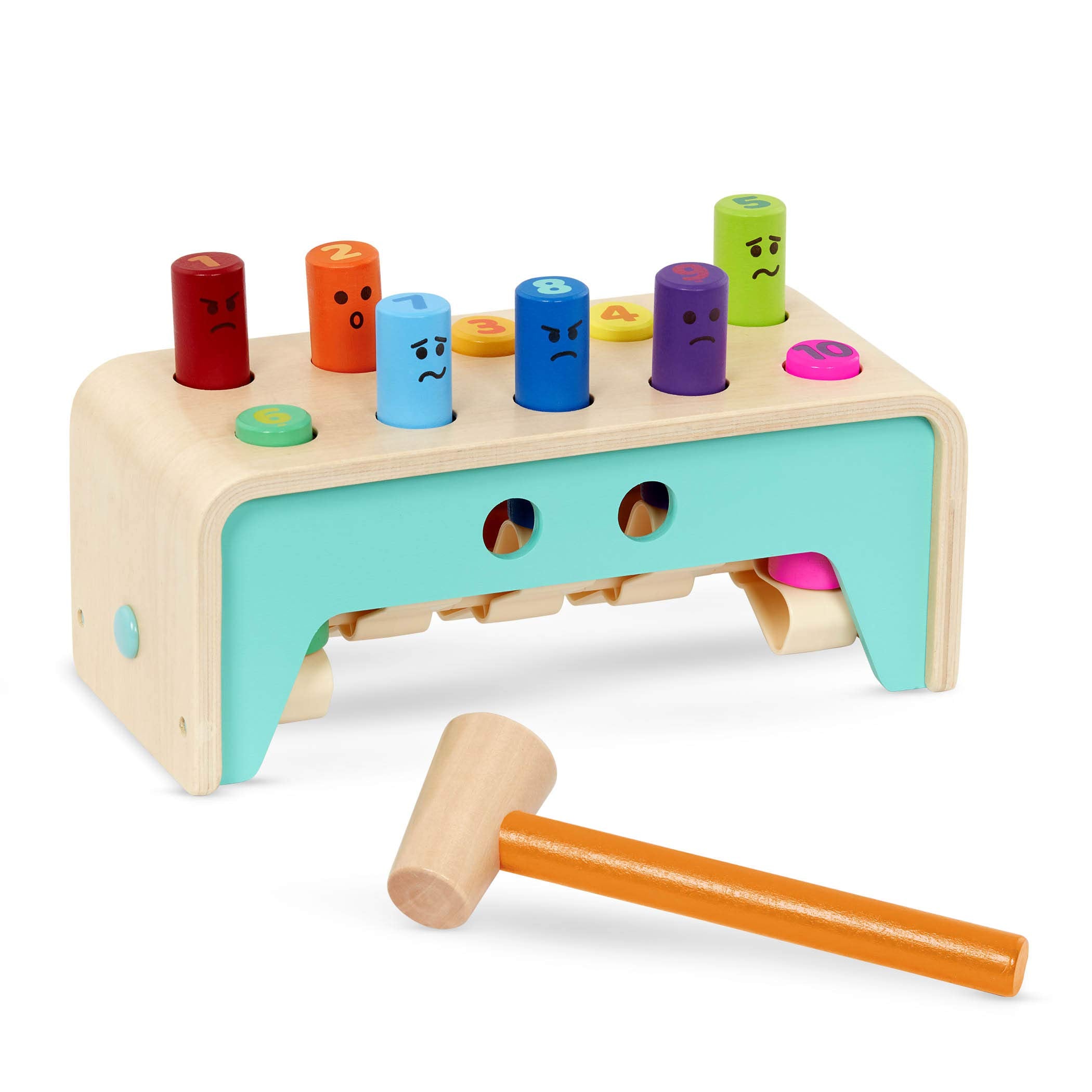 Battat Wooden Hammer Toy for Kids and Toddlers - Pounding Bench with 10 Pegs | Wood Construction | Ages 1+ 1
