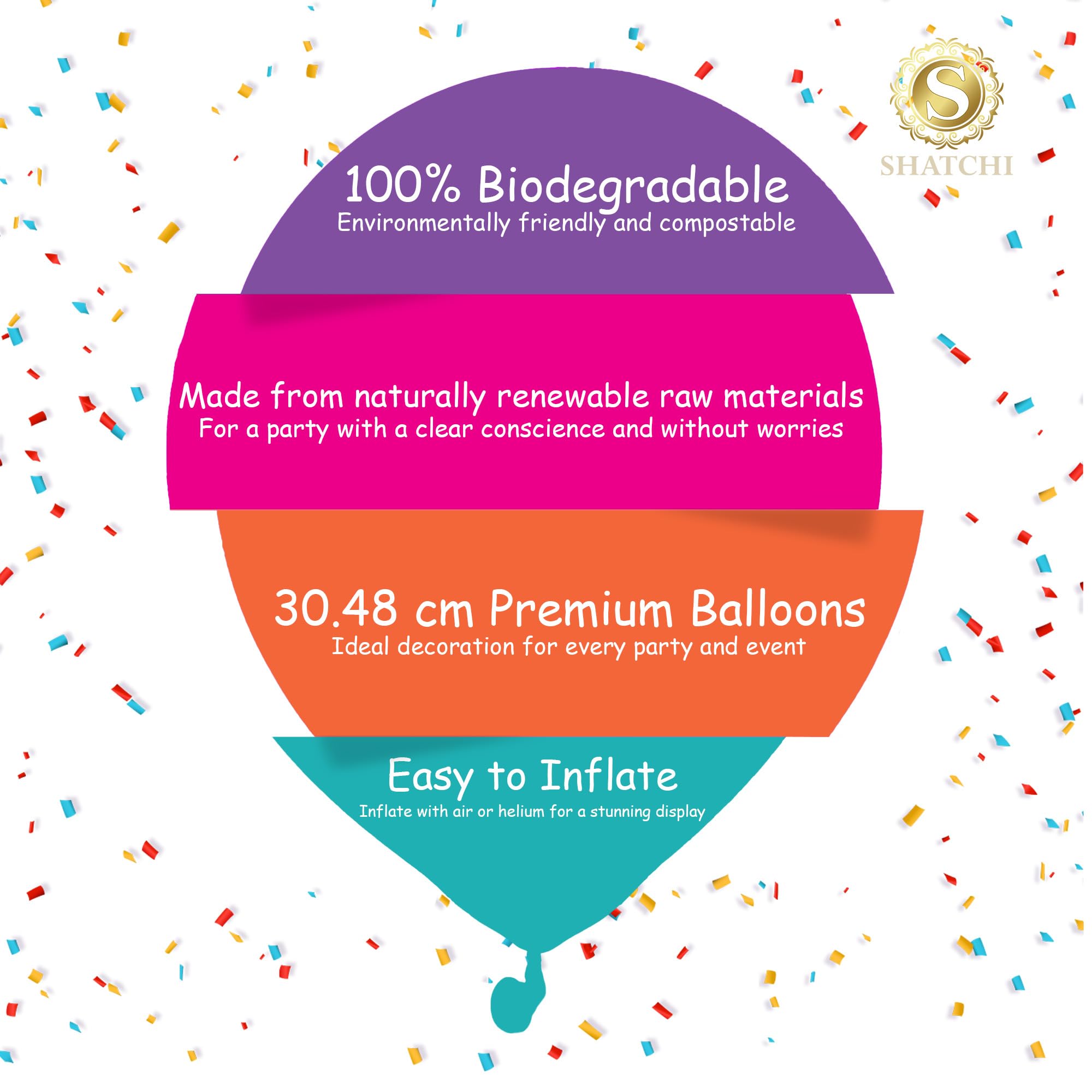SHATCHI Metallic Green Balloons - 25 Pack, 12 Inch Thick Latex | Biodegradable 4
