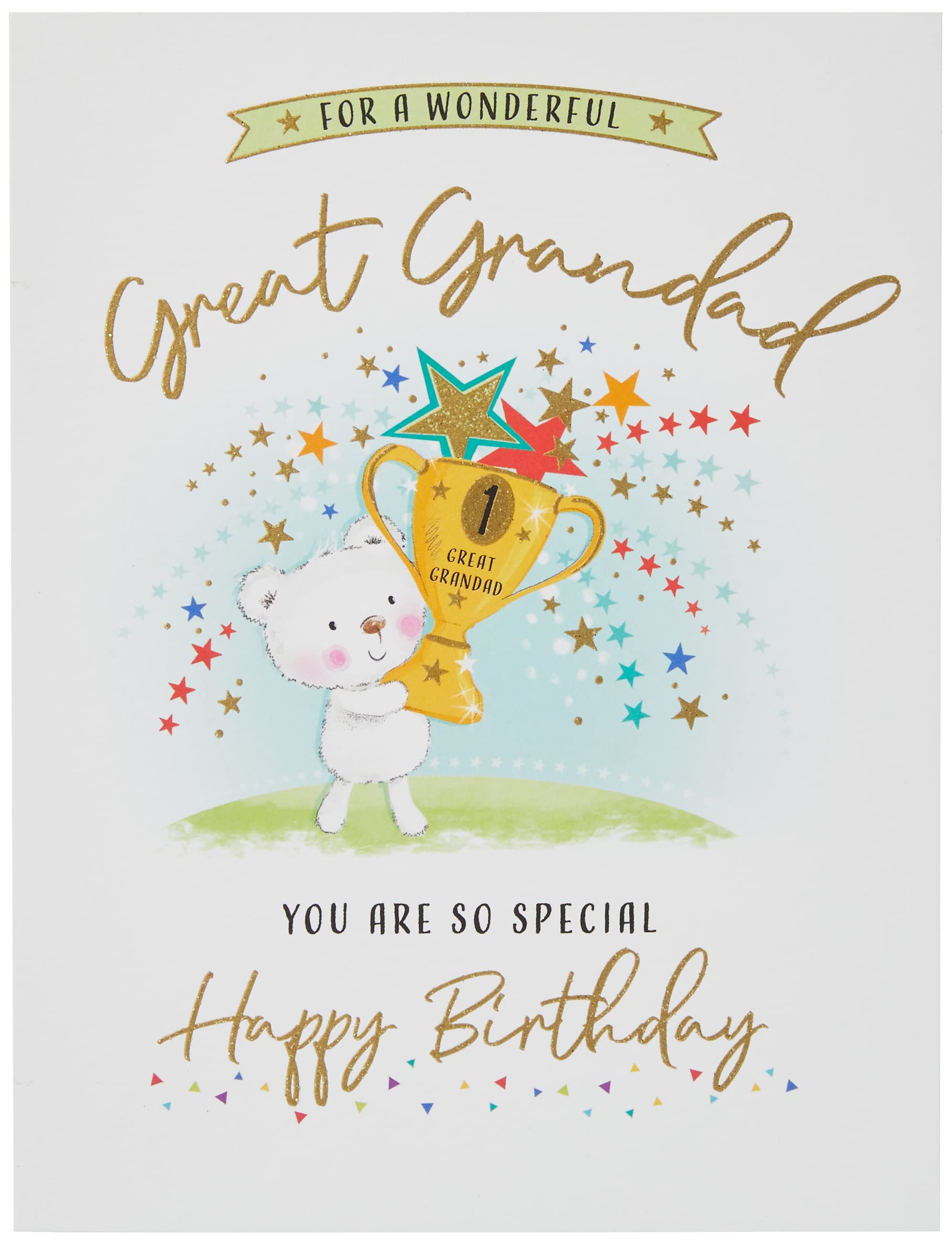 Piccadilly Greetings Modern Birthday Card for Great Grandad | Green | 8 x 6 inches