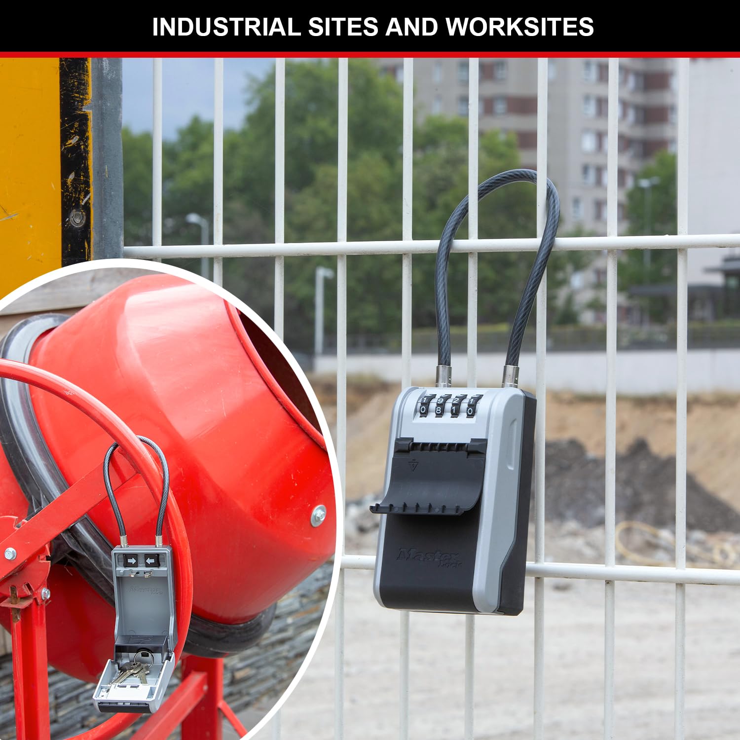Master Lock 5482EURD Key Safe - Extra Large Capacity, Flexible Cable Shackle, Grey Aluminium 6