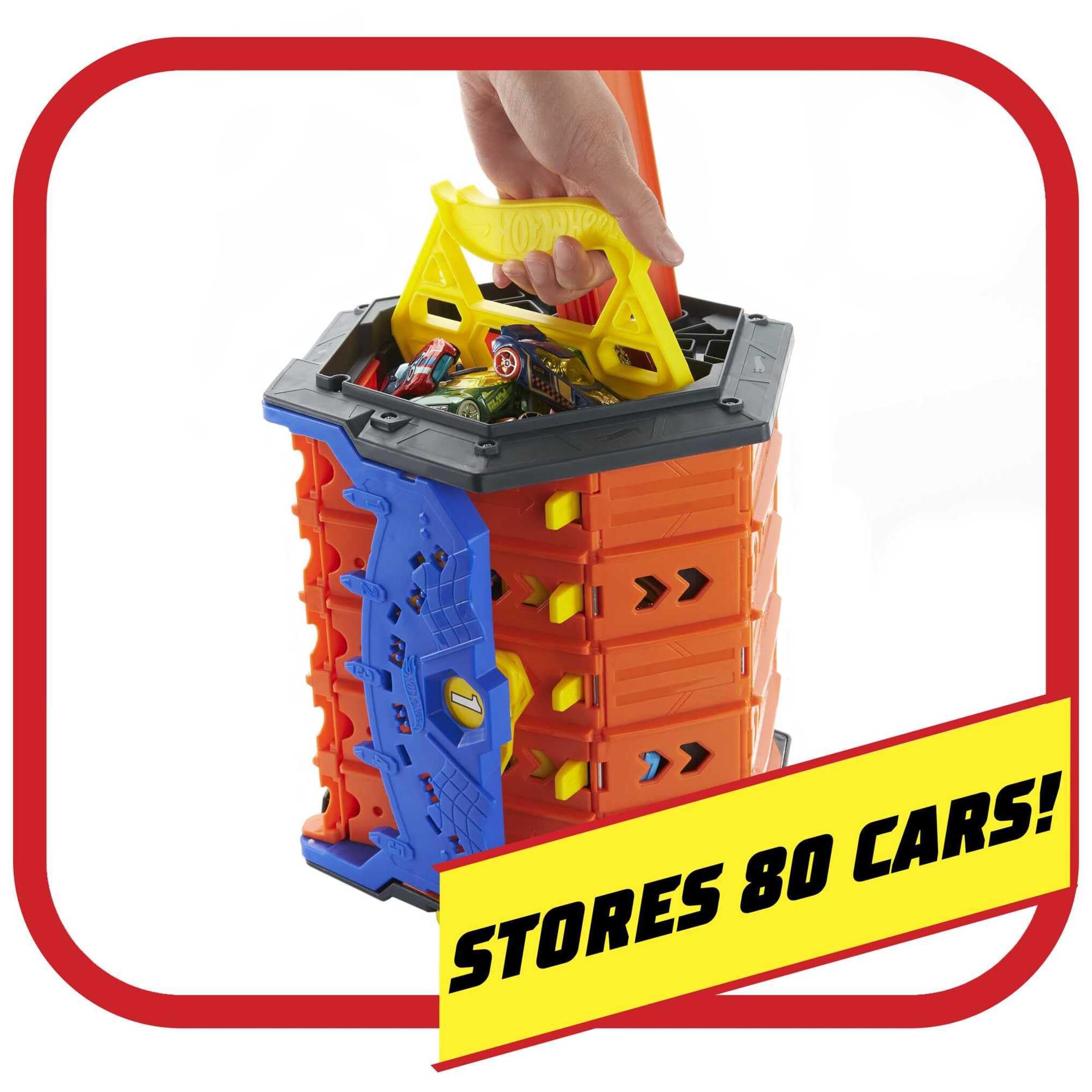 Hot Wheels Roll Out Raceway Track Set - 5-Lane Racing & Toy Storage Bucket | Ages 4+ 3