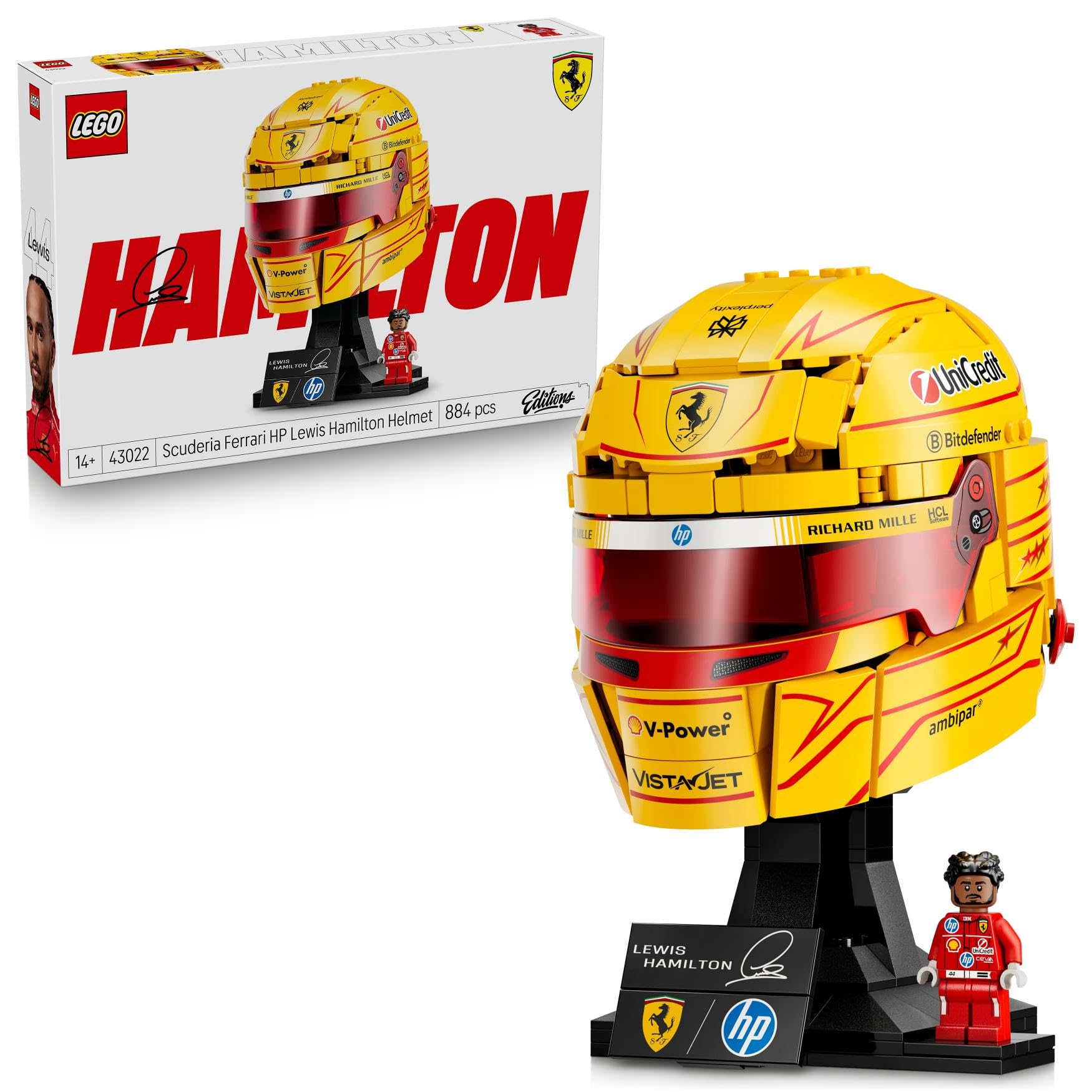 LEGO Editions Scuderia Ferrari HP Lewis Hamilton Helmet Building Set | Age 14+ | Model 43022