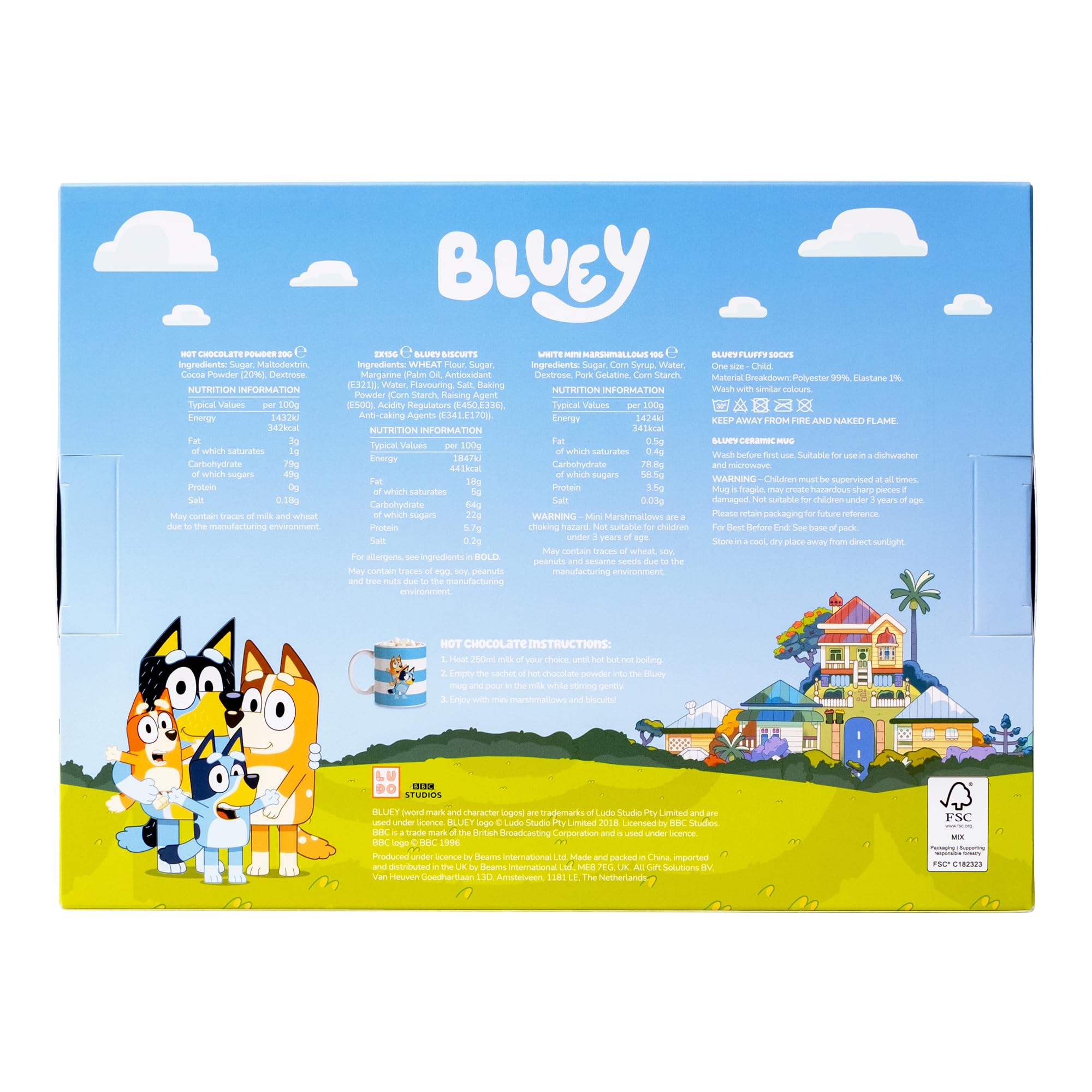 Bluey - Cosy Hot Chocolate Hamper with Ceramic Mug, Fluffy Socks & Dairy-Free Treats 16