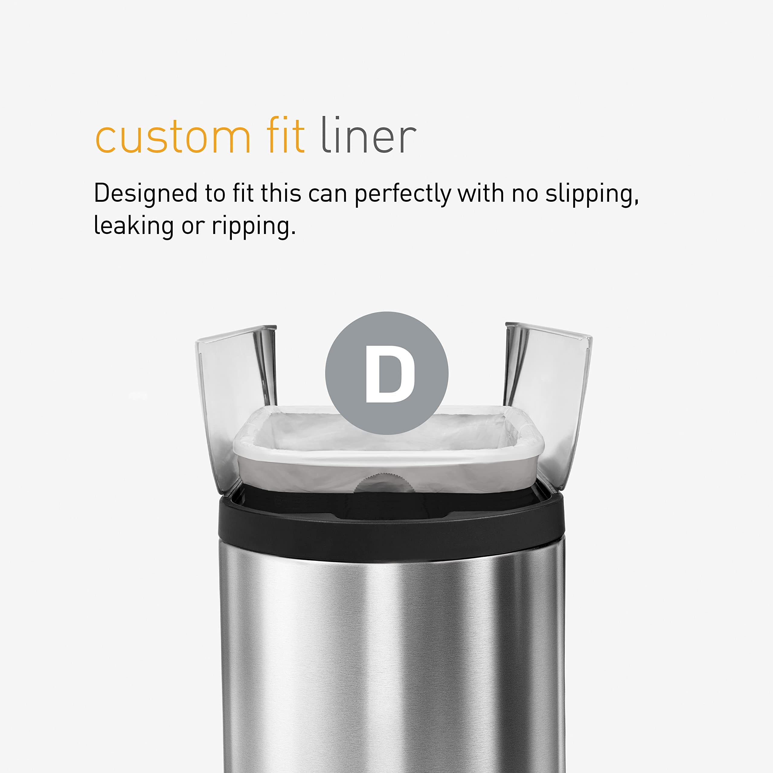 simplehuman CW0278 Code D Custom Fit Bin Liner - 60 Count, 20L Capacity, Clear Plastic 4
