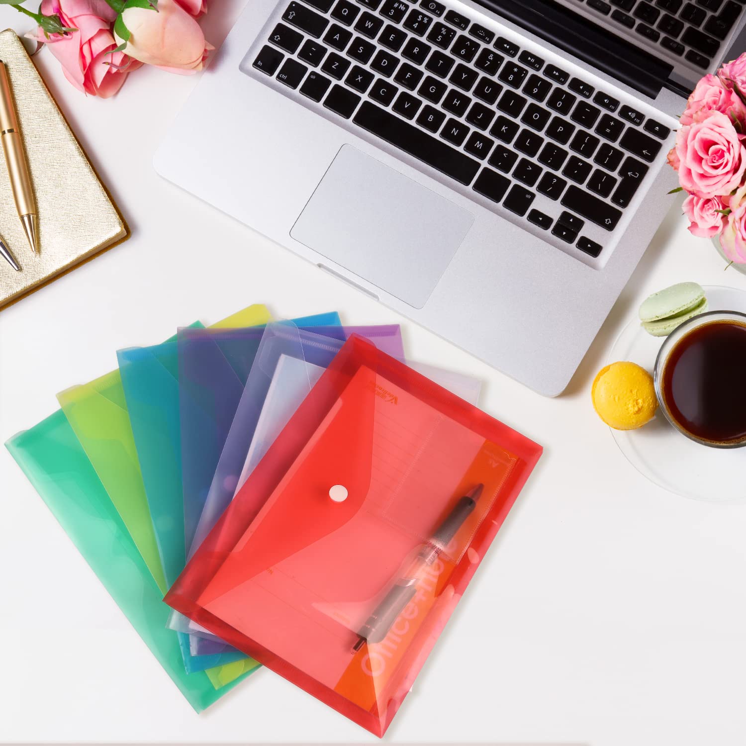 GoodtoU A5 Plastic Wallets - 36 Pack Assorted Colours | Heavy-Duty Plastic Snap Closure 3