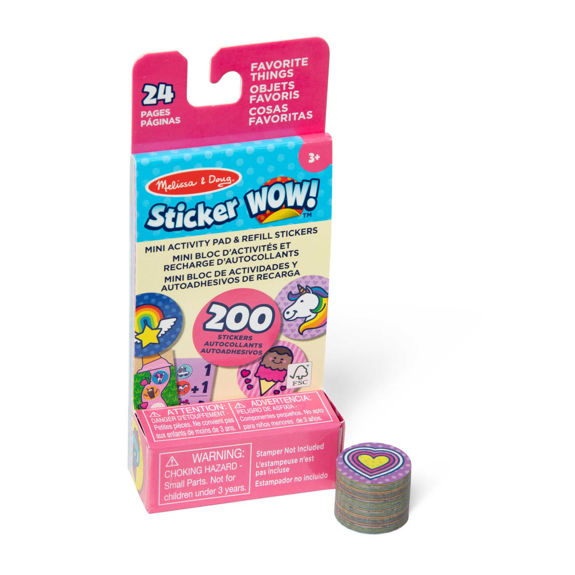 Melissa & Doug Sticker Wow! Mini Activity Pad & 200 Refill Stickers | Favourite Things Theme | Ages 3+